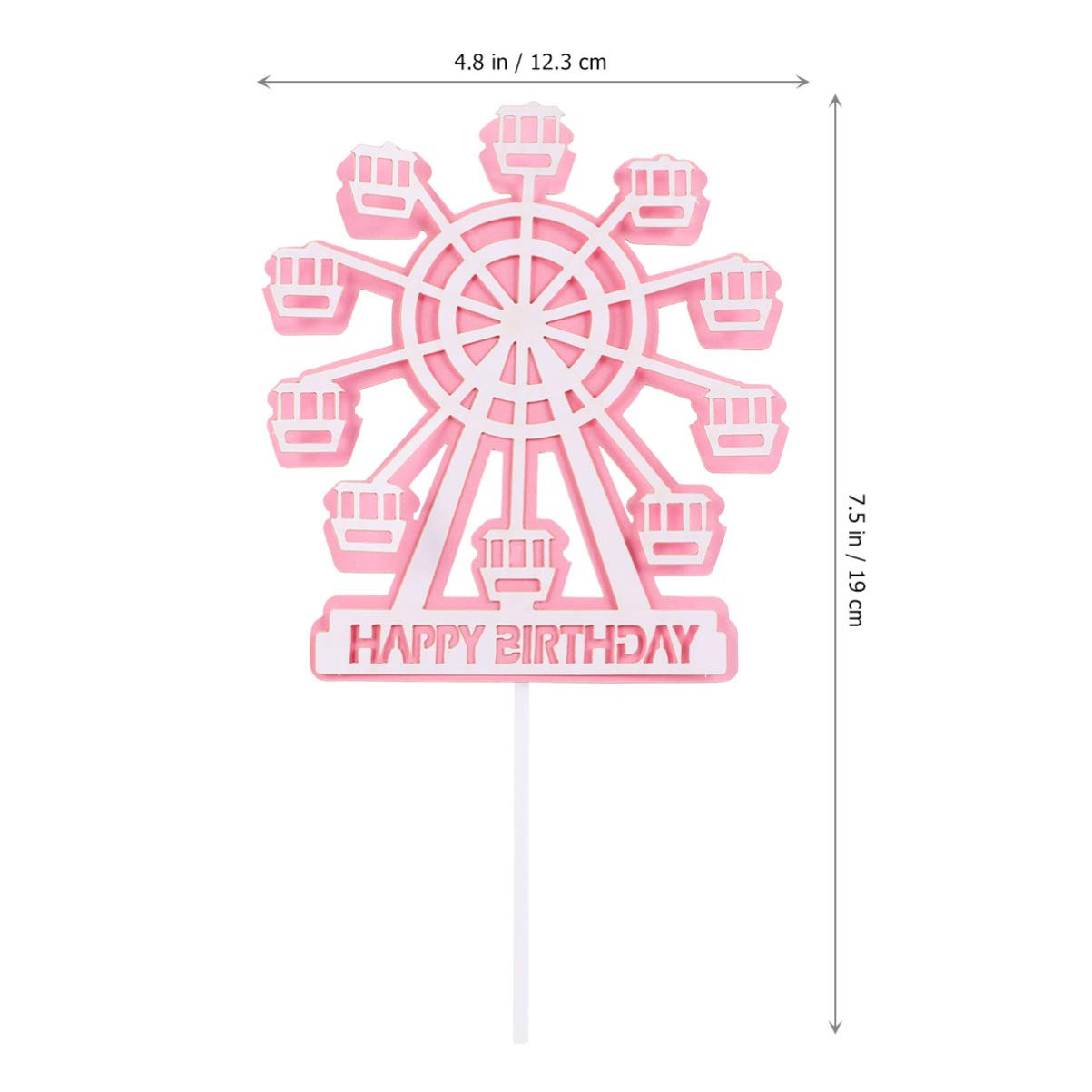 10pcs Ferris Wheel Cake Toppers - Happy Birthday Cake Decorations for Birthday Party, Wedding, Baby Shower & Special Events - Edible Cake Inserts for DIY Cake Decorating
