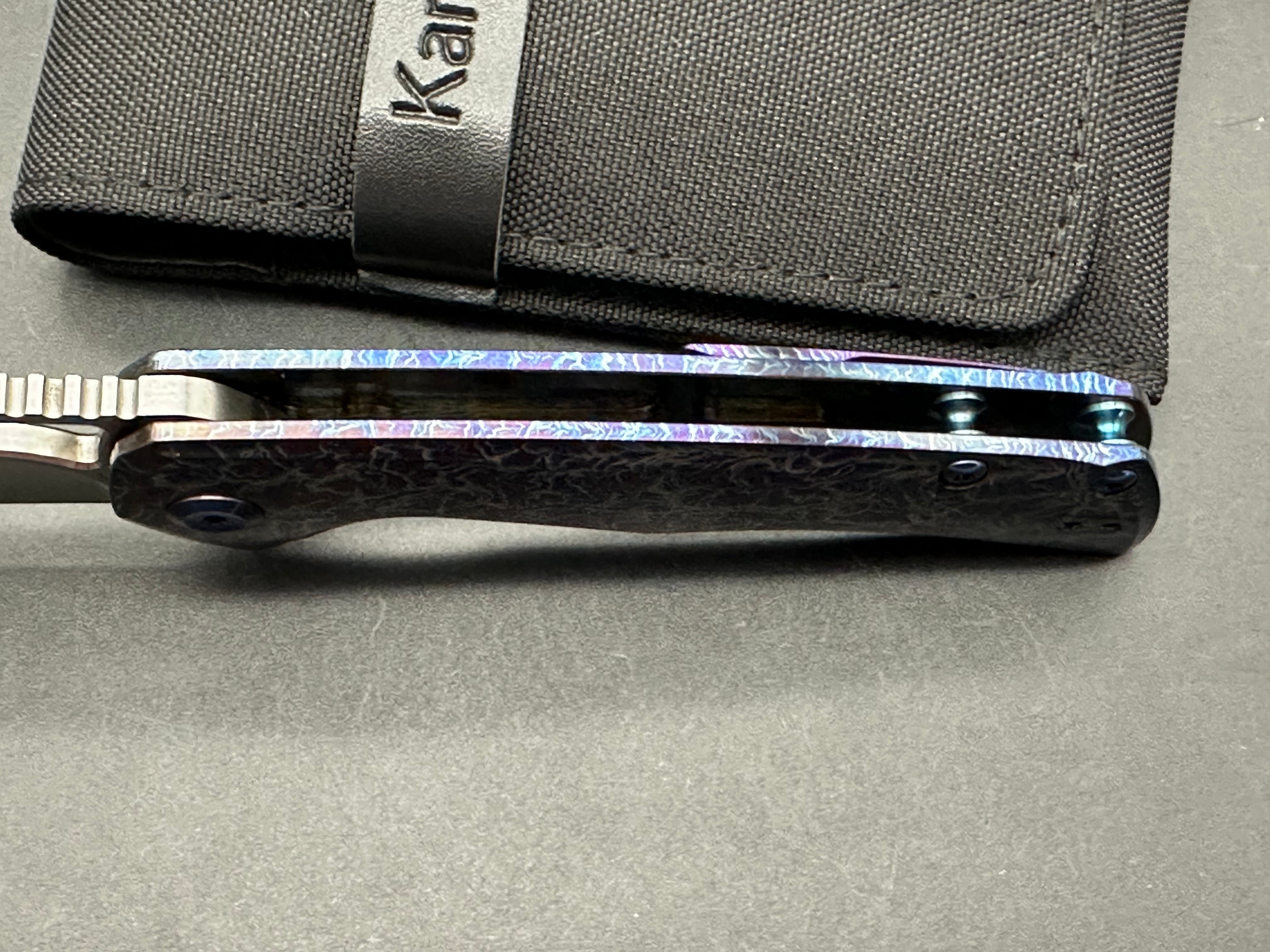 KANSEPT KRYO Lightning Strike Titanium Handle Folding Pocket Knife with S35VN Plain Edge - EDC, Outdoor Camping, Survival Gear
