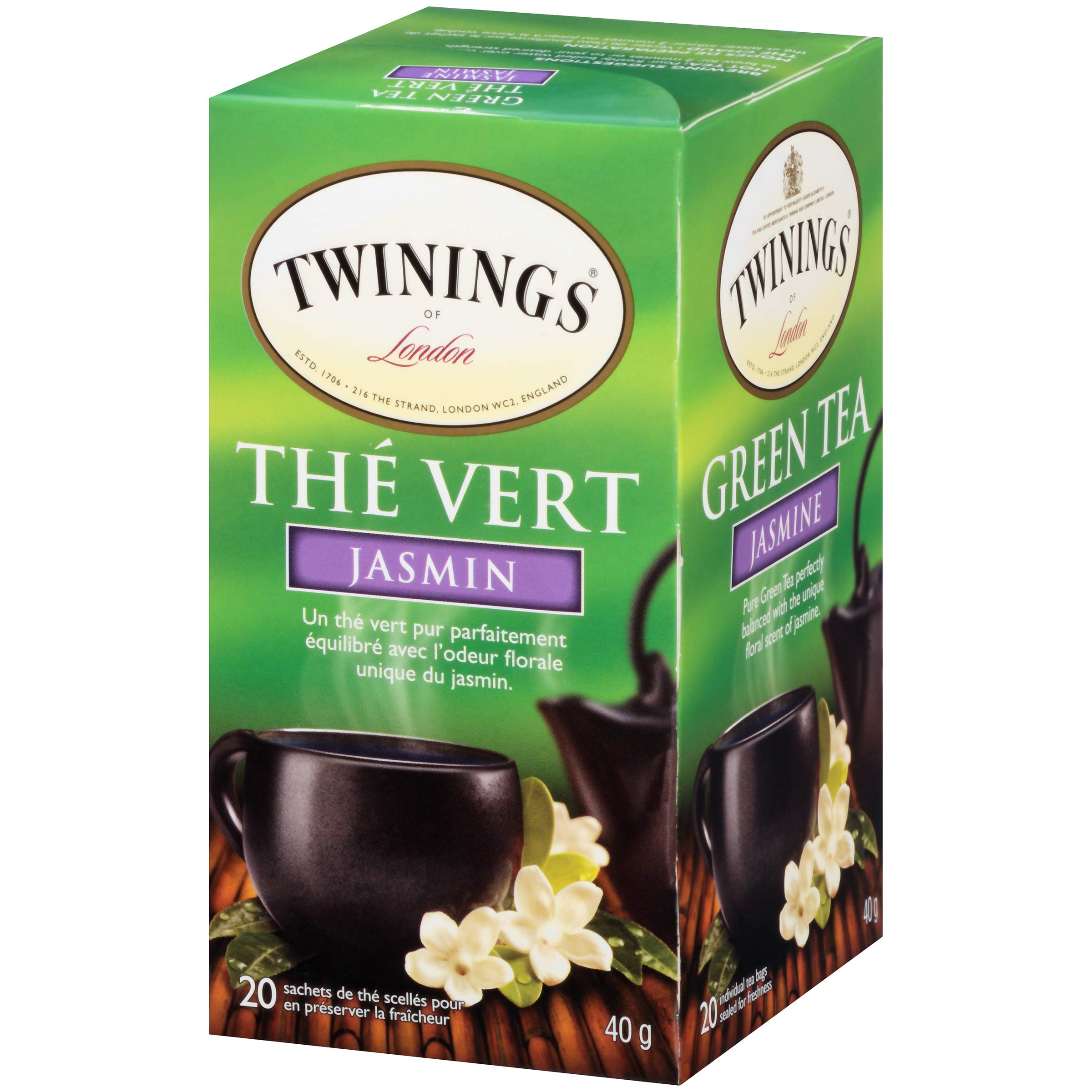 Twinings Jasmine Green Tea Bags - 20 Count (Pack of 6) | Premium Floral Green Tea for Relaxation & Wellness | Perfect for Morning Boost, Afternoon Refreshment & Evening Calm