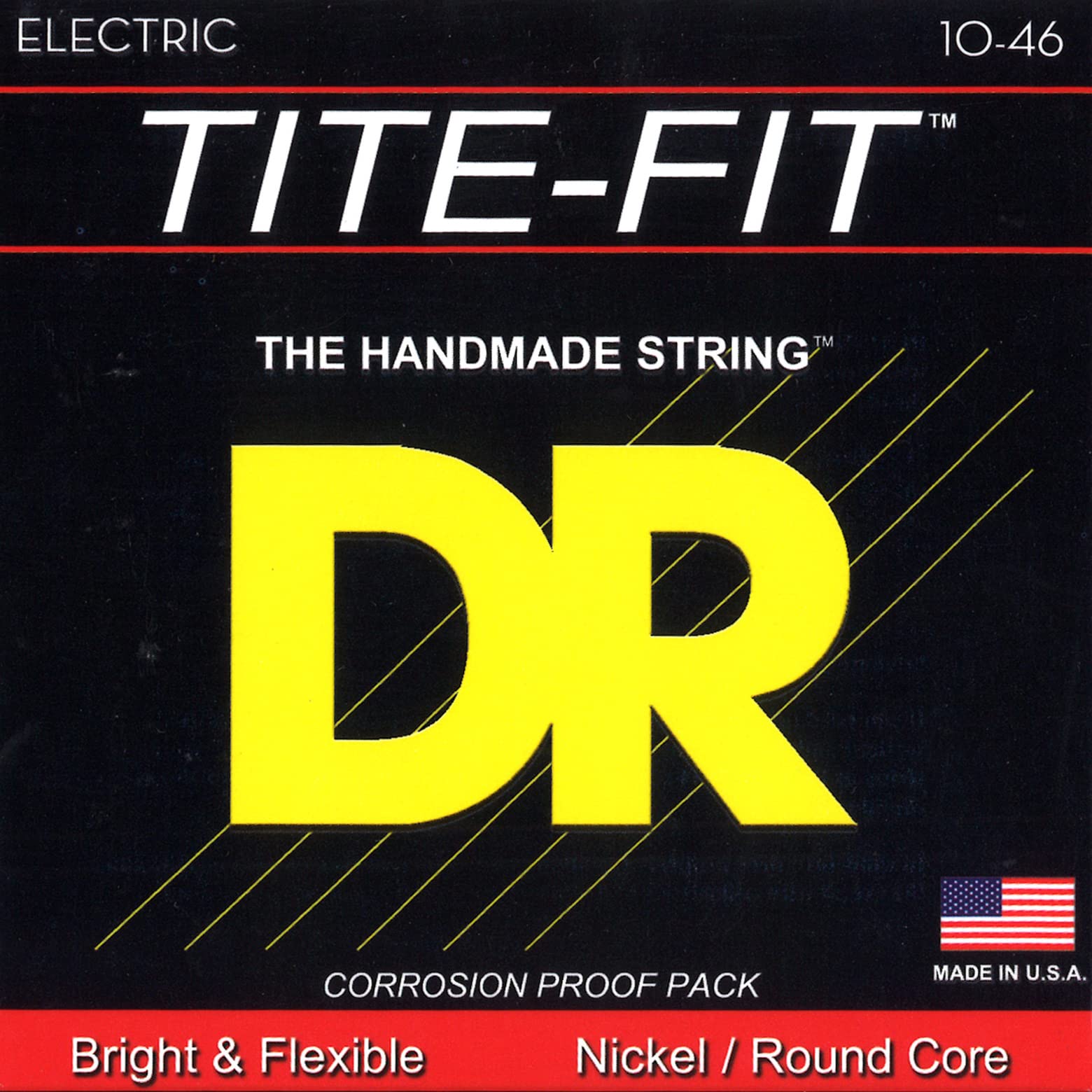 DR Strings Tite Fit Electric Round Core 10-46 Guitar Strings - Premium Tone for Rock, Blues & Metal - Perfect for Live Performances & Studio Recording