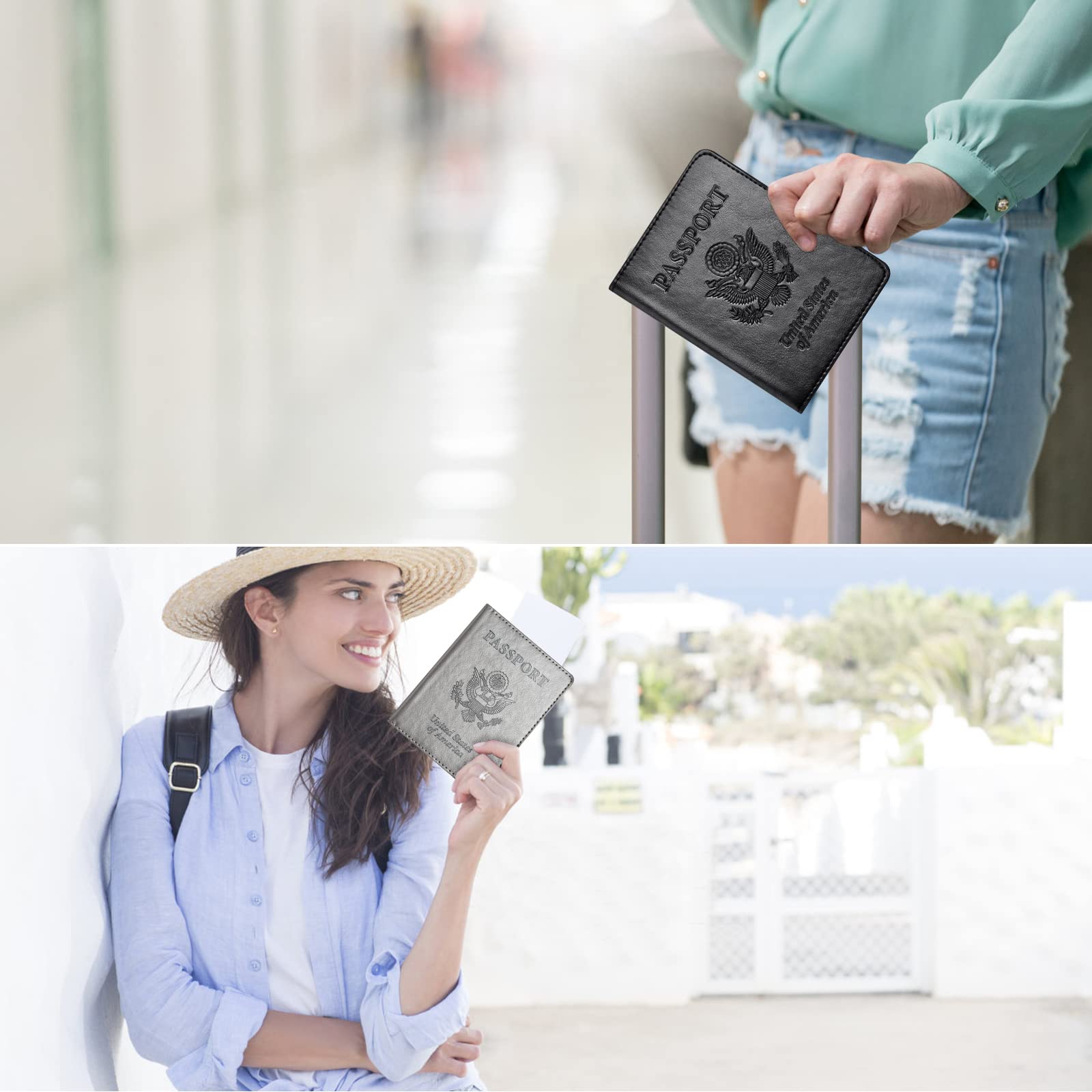 Eoehro 2-Pack RFID Blocking Passport Holder Wallet - Leather Travel Document Organizer for Women & Men | Perfect for International Flights, Vacations & Business Trips