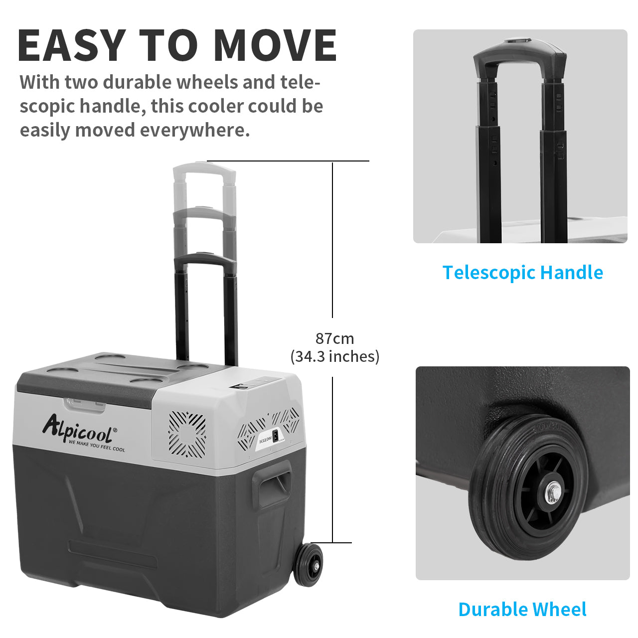 Alpicool CX40 12V/24V Portable Car Refrigerator and Freezer - 40 Quart Electric Cooler for Road Trips, Camping, and Outdoor Adventures
