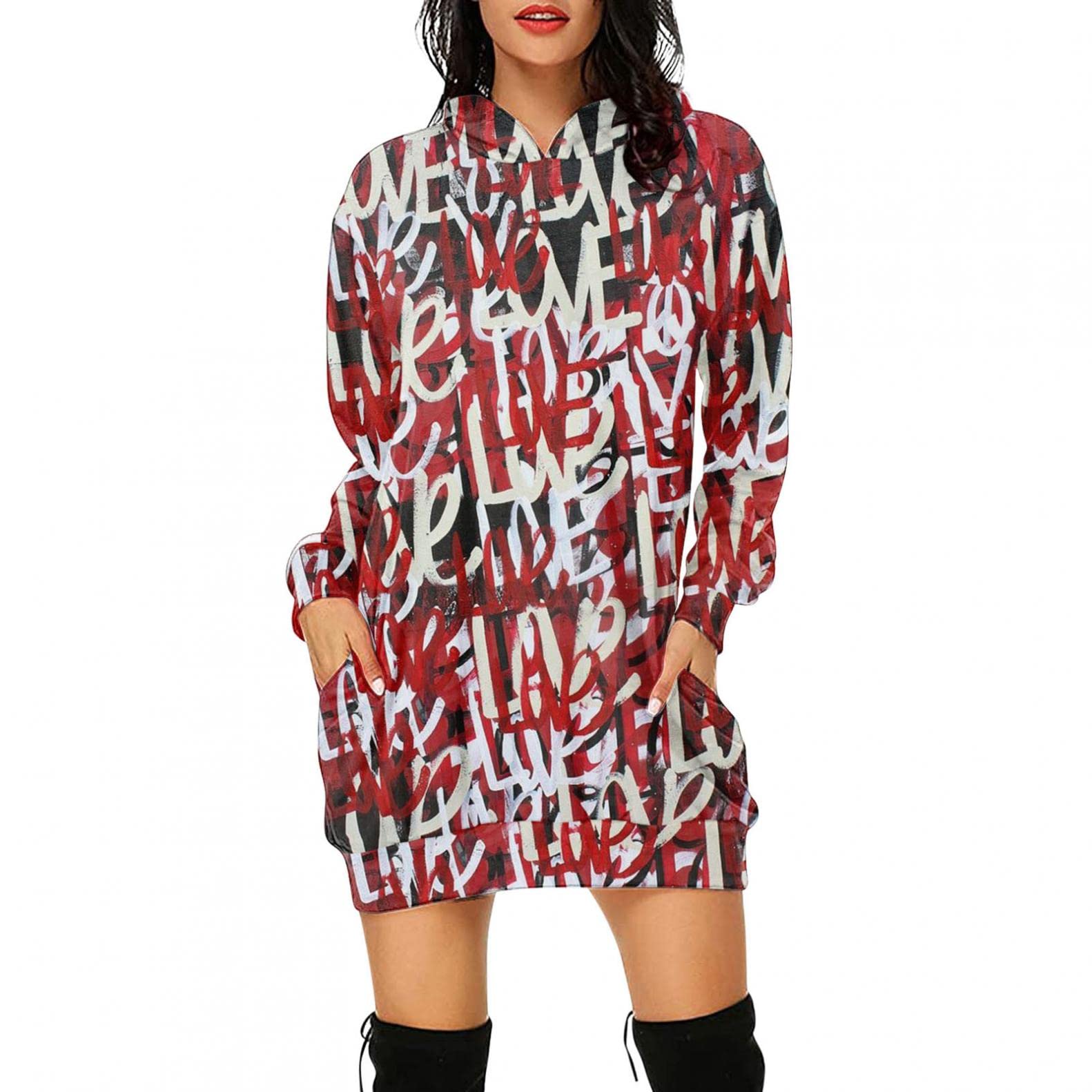 Handyulong Women's Oversized Knit Sweatshirt Dress - Casual Loose Long Tunic Pullover Blouse Top for Lounge, Work & Fall Fashion