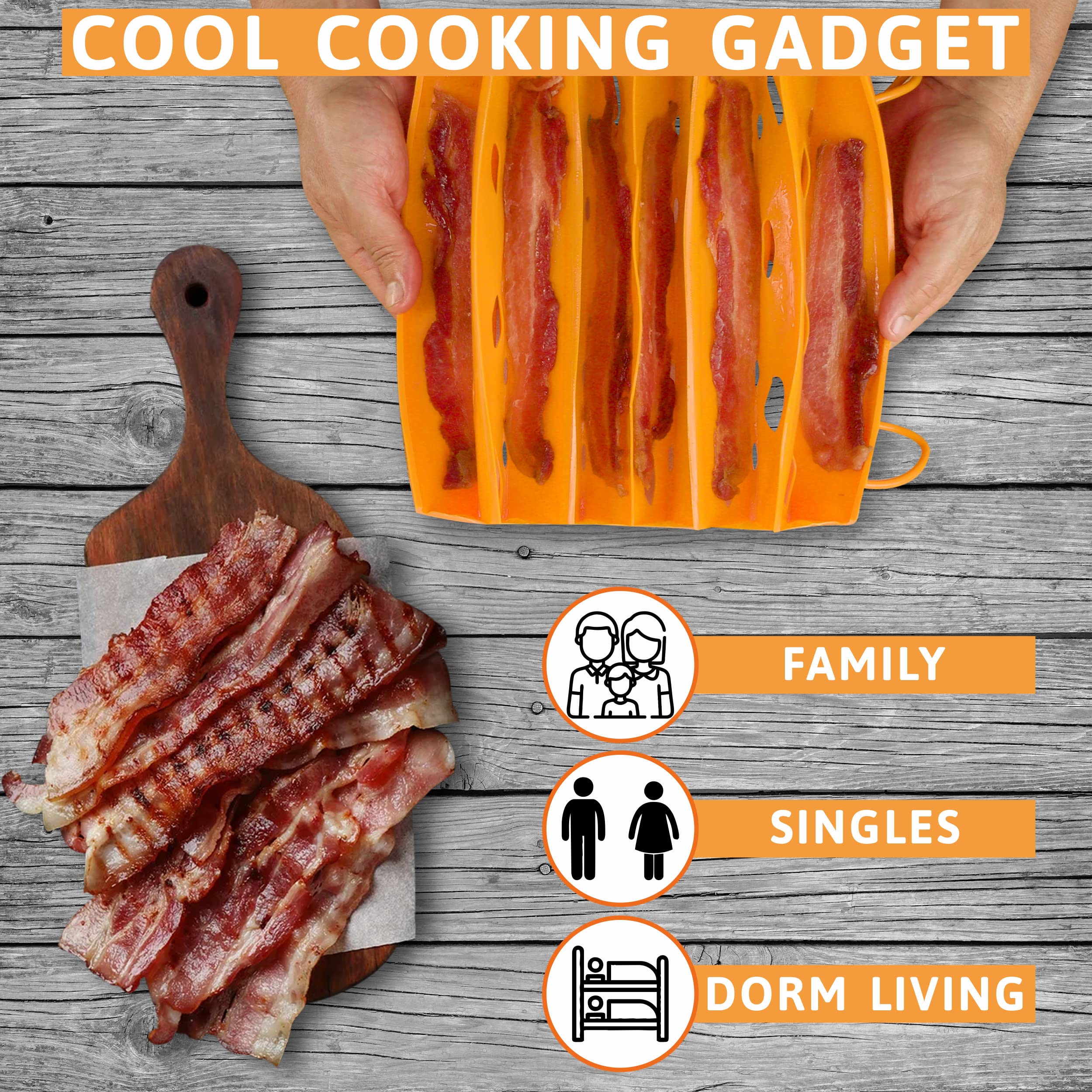 Bad Boy Microwave Bacon Cooker Set with Crispy Bacon Tray - 2 Pack Microwave Bacon Maker & 1 Tray for Low Grease Cooking | Perfect for Quick Breakfast, Camping & Keto Diet Meals