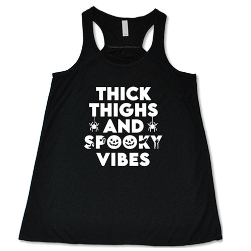 Thick Thighs & Spooky Vibes T-Shirt - Halloween Graphic Tee for Women - Cute & Comfortable Casual Wear for Fall Season