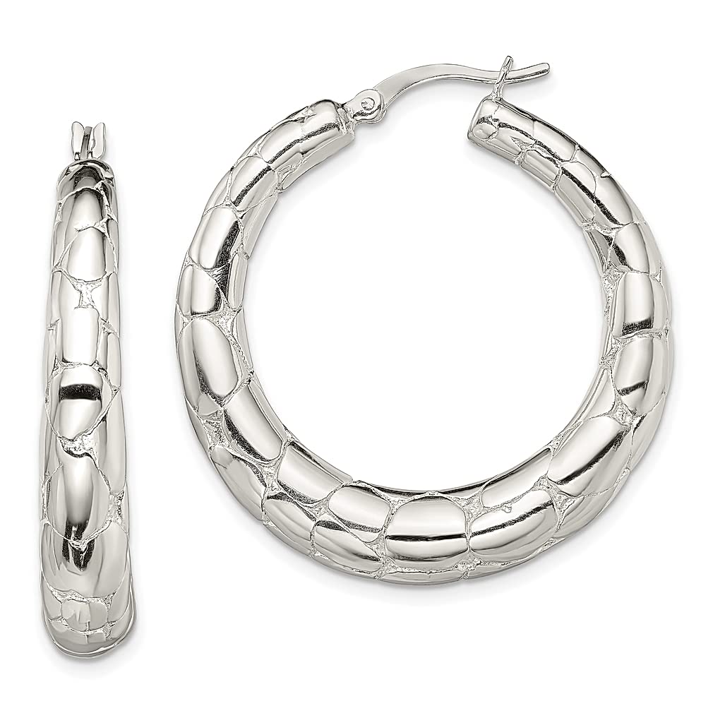925 Sterling Silver Textured Hoop Earrings for Women - Elegant Fine Jewelry Set, Dainty Ear Hoops - Perfect Gift for Her (Birthday, Anniversary, Valentine's Day) | Everyday Wear & Special Occasions