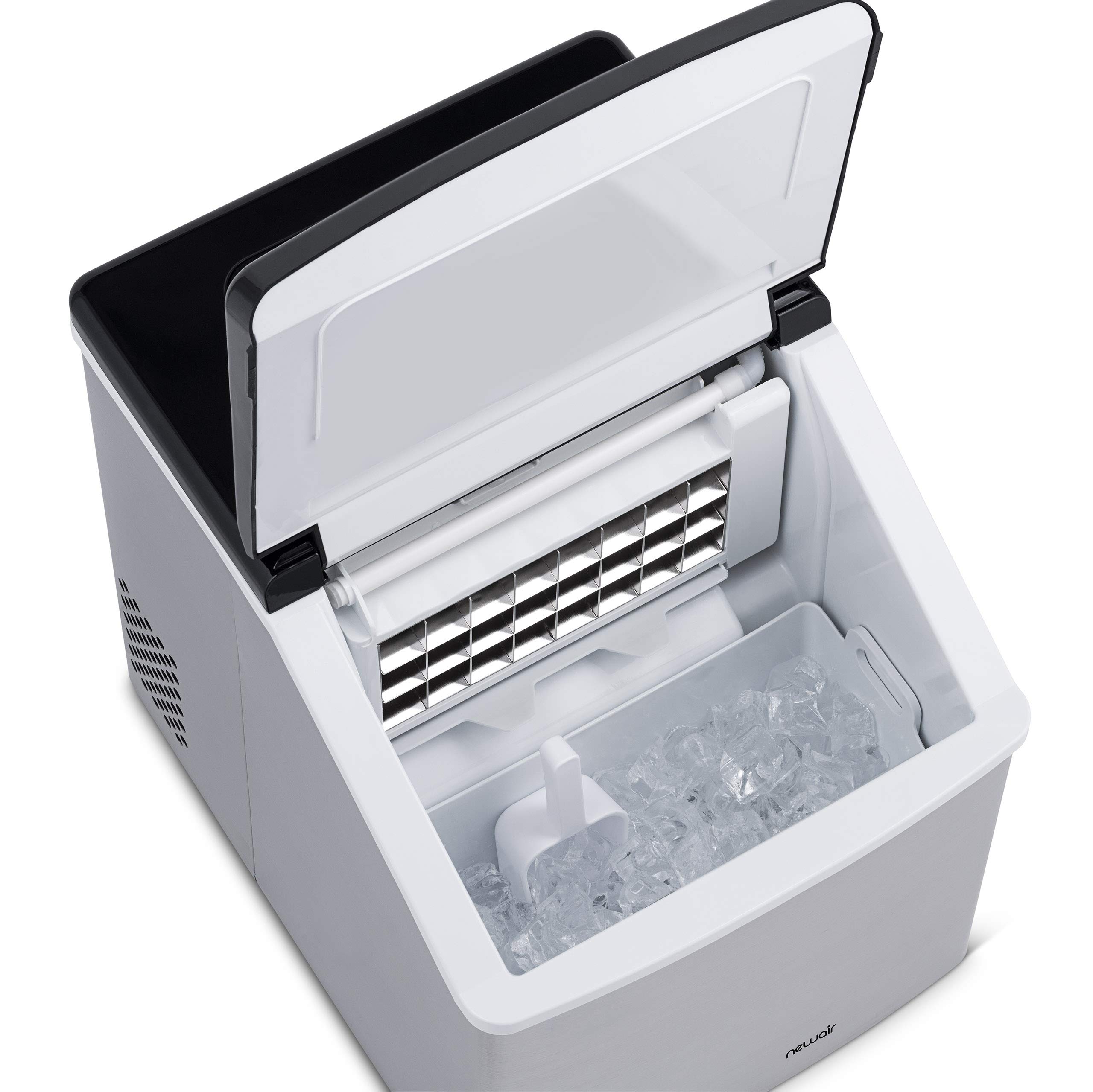 Newair Silver Countertop Ice Maker Machine - Fast 15-Minute Ice Cube Production, Compact & Automatic for Home, Kitchen, Office, Bar - Perfect for Cocktails, Parties, and Daily Use