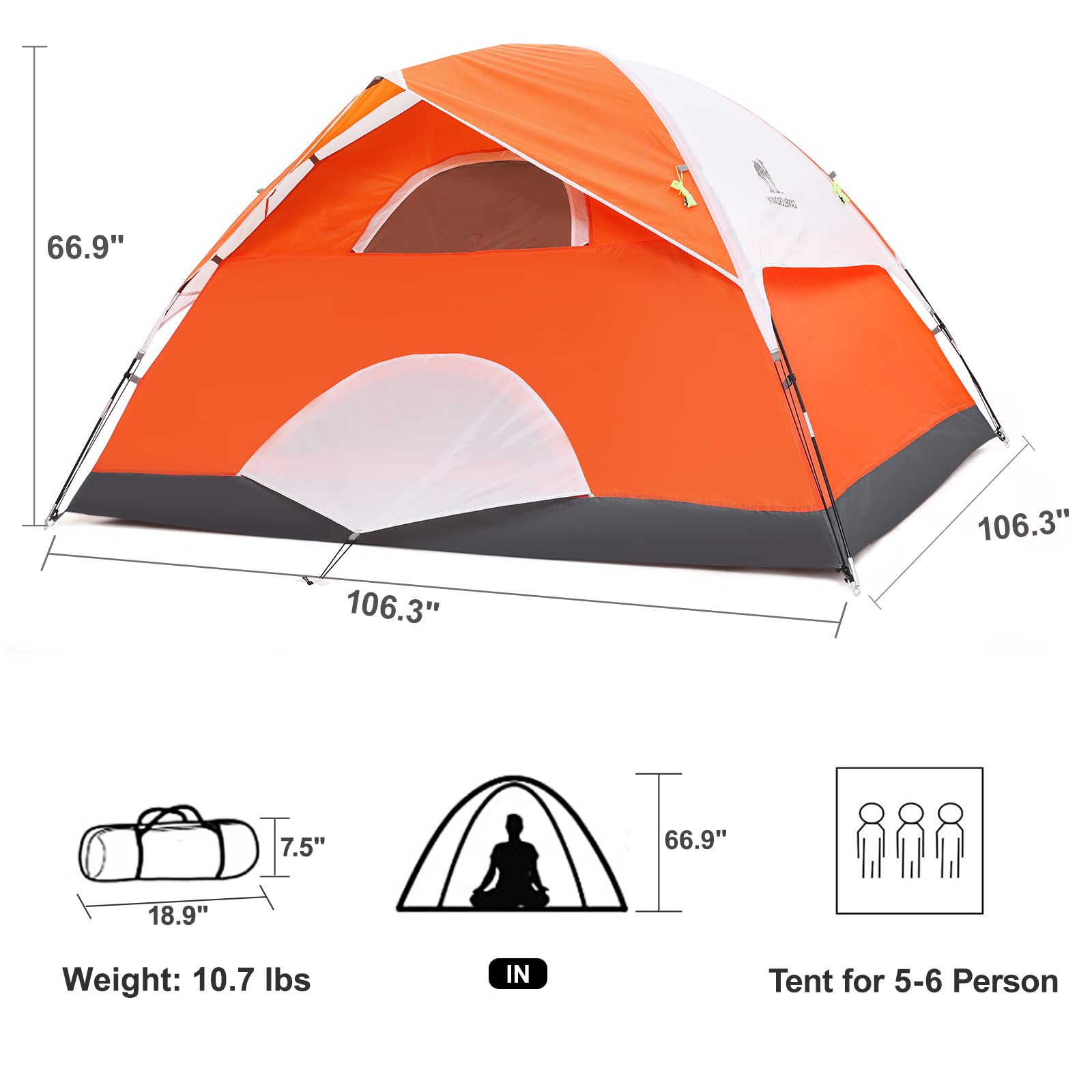 CAMEL CROWN 2-5 Person Camping Tent - Waterproof & Lightweight for Hiking/Backpacking