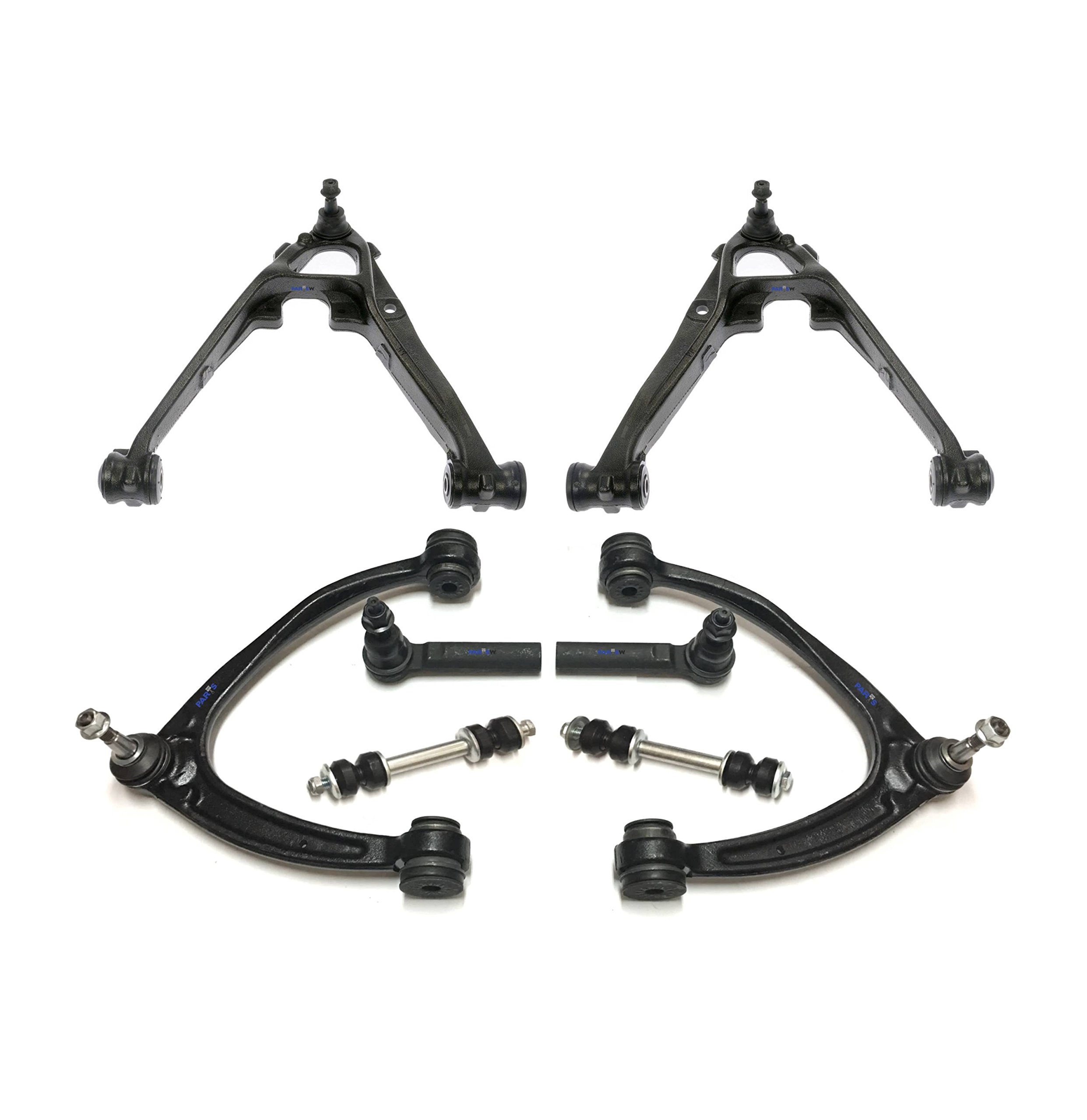 8-Piece Suspension Control Arm Kit with Ball Joints & Outer Tie Rod Ends - Compatible with Cadillac Escalade 2007-2014, ESV 2007-2014, EXT 2007-2013 - Perfect for Smooth Ride & Handling Replacement