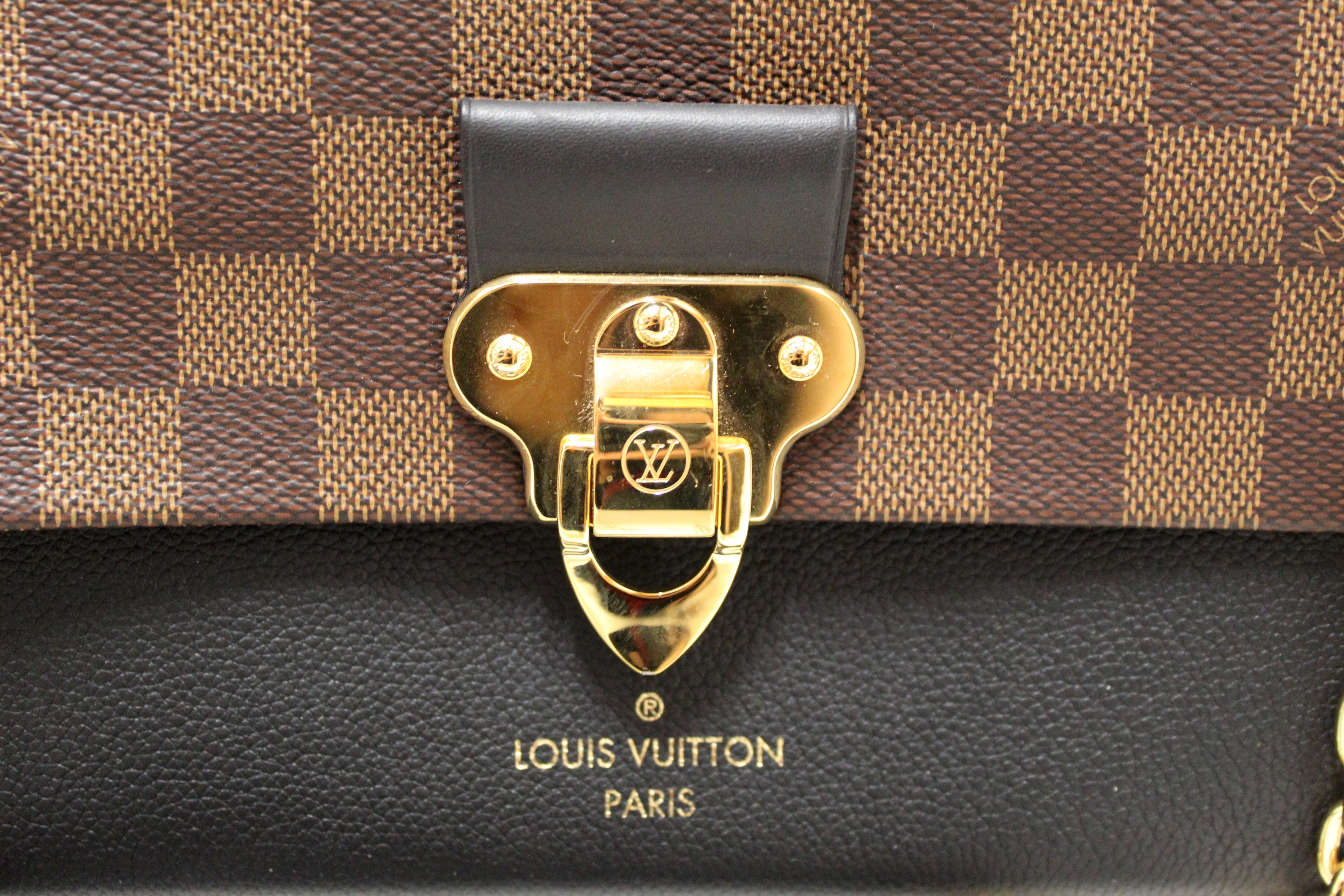 Authentic Louis Vuitton Damier Ebene Canvas Vavin PM Crossbody Bag - Black Soft Calf Leather Handbag for Women, Perfect for Work, Travel & Everyday Use