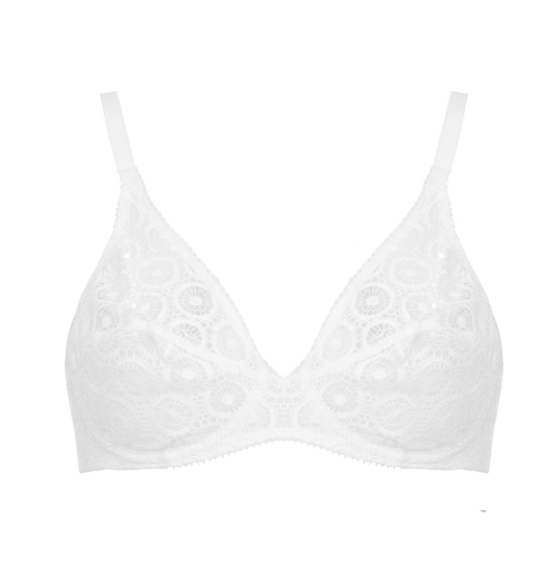 Chantelle Fête Sheer Mesh Underwire Bra - 1960s Vintage Style White Lace Lingerie for Women | Comfortable & Sexy Everyday Wear, Date Night, Bridal, Special Occasions
