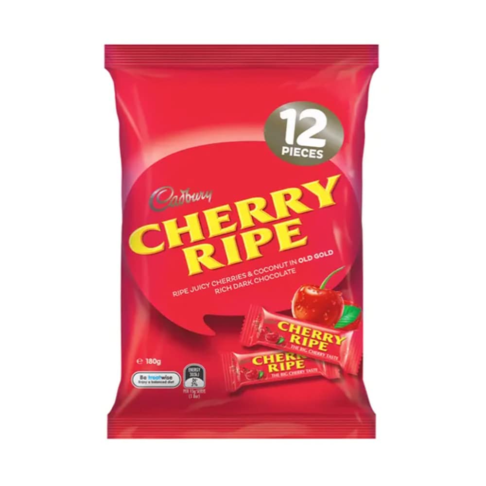 Cadbury Cherry Ripe Chocolate Bars - 6 Pack (216g) | Rich Cherry & Coconut Filling | Perfect for Snacking, Gifts & Party Treats