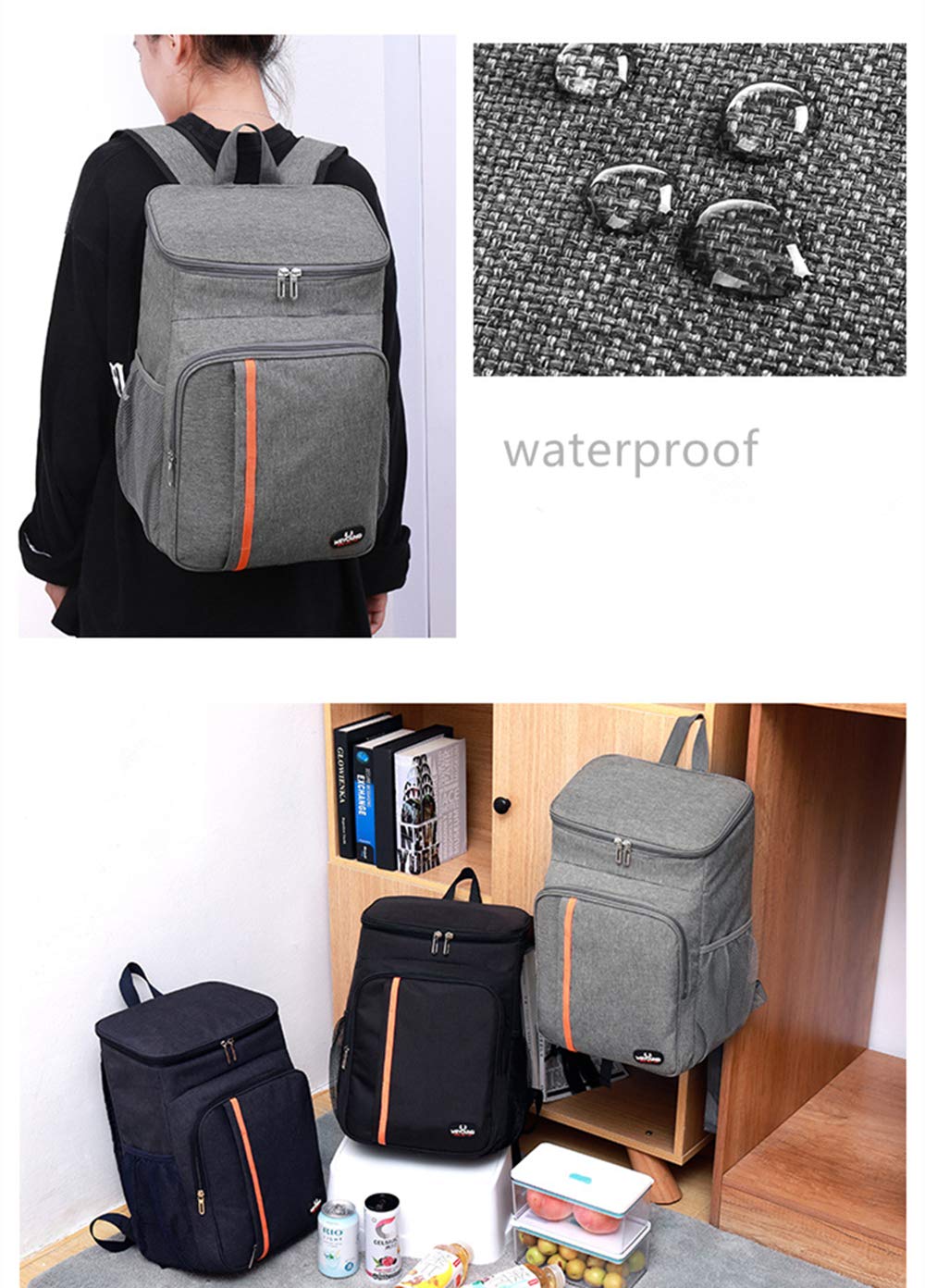 **18L Insulated Cooler Backpack - Leakproof Lightweight Soft Cooler Bag for Men & Women - Perfect for Work, Outdoor Travel, Beach, Picnics, Camping, Hiking & BBQ Parties (Navy Blue)**