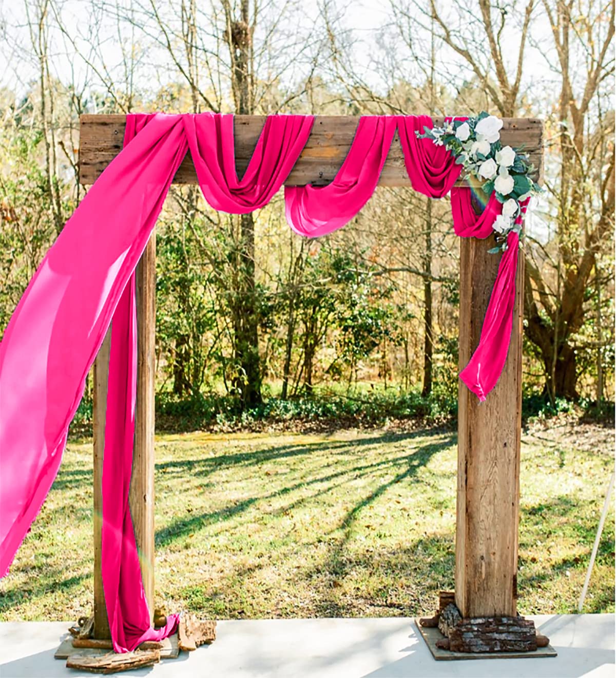 AMZLOKAE Fuchsia Chiffon Table Runner Set of 2 - Elegant Sheer Wedding Tablecloth for Rustic Dining Room, Party Decor, Picnic & Home Celebration (Hot Pink, 108x14 Inch) | Perfect for Weddings, Anniversaries, Baby Showers & Outdoor Events