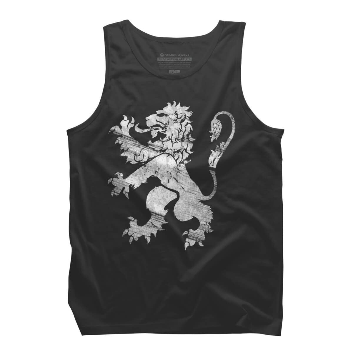 Design By Humans Men's White Lion Rampant Graphic Tank Top - Soft Cotton Muscle Tee for Gym & Casual Wear - Perfect for Workouts, Summer Outfits, and Street Style