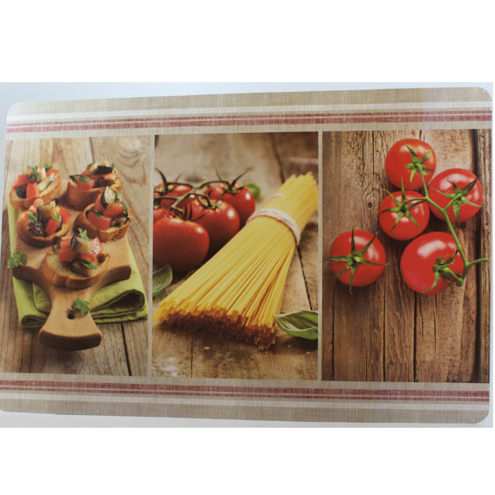 ITY Pasta and Tomato Placemat 40247 - Waterproof Table Mat for Italian Kitchen Decor, Dining Table Setting, and Party Serving
