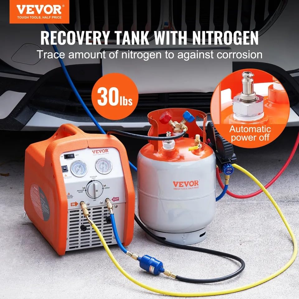 30lb Refrigerant Recovery Tank with Floating Switch - Heavy Duty Cylinder for HVAC & AC Repair | Professional Use in Automotive, Commercial & Residential Cooling Systems