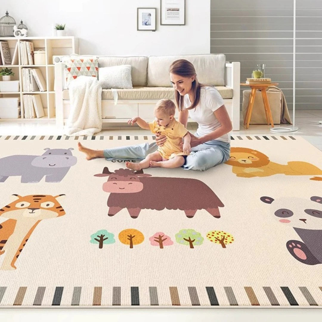Premium Velvet Spillproof Nursery Rug for Kids - Soft & Durable Play Mat for Baby Crawling, Toddler Playroom & Daycare Flooring - Phyllis Wonderland Collection