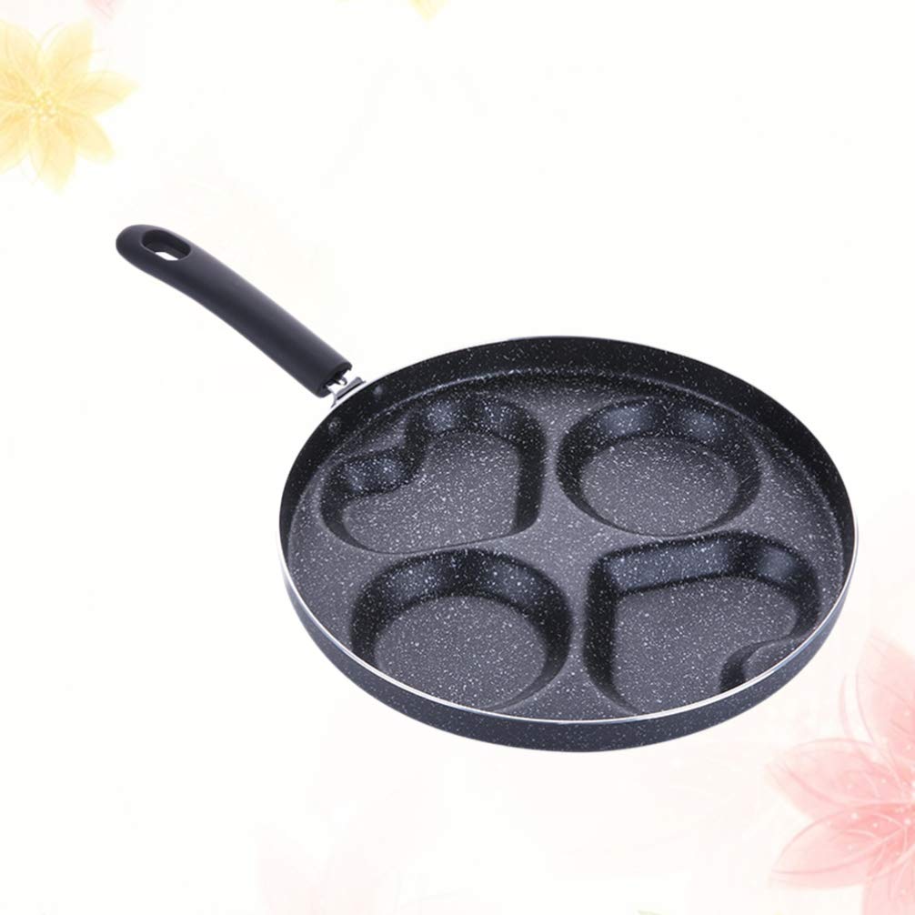 **Hemoton Nonstick 4-Cup Egg Frying Pan – Japanese Omelet Pan, Pancake & Steak Griddle, Round Four-Hole Frying Pot – Perfect for Breakfast, Omelets, Pancakes & Steaks**