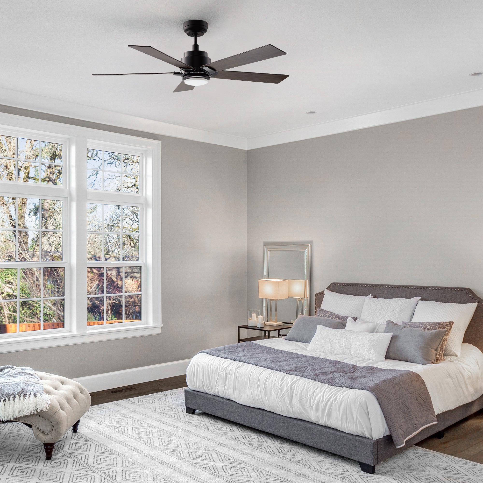 Aspen Smart Ceiling Fan with LED Light - 52 Inch Remote Control Indoor/Outdoor Fan - Energy Efficient Quiet Operation for Bedroom, Living Room, Patio & Covered Porch
