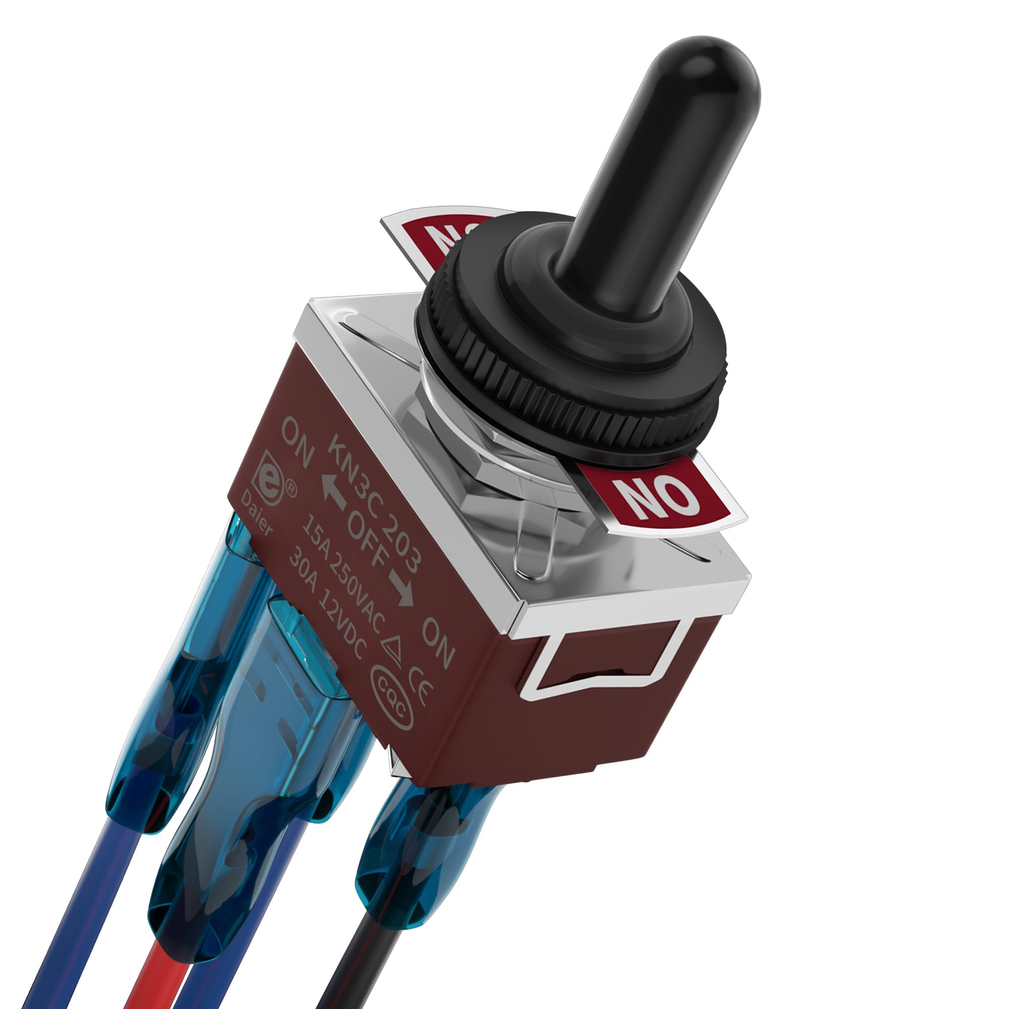 DaierTek 12V 30A Waterproof 4 Pin DPDT Latching Toggle Switch - ON Off ON 3 Position Reverse Polarity Switch for RV Jack, DC Motor, Boat, ATV & Marine Applications