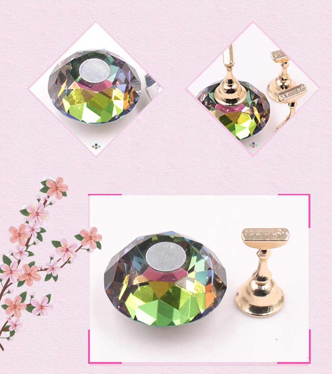 Colorful Magnetic Nail Tips Holder Stand with Reusable Adhesive Putty - Nail Art Display & Training Practice Stand with Storage Box - Perfect for Salon, Home DIY, and Professional Nail Artists