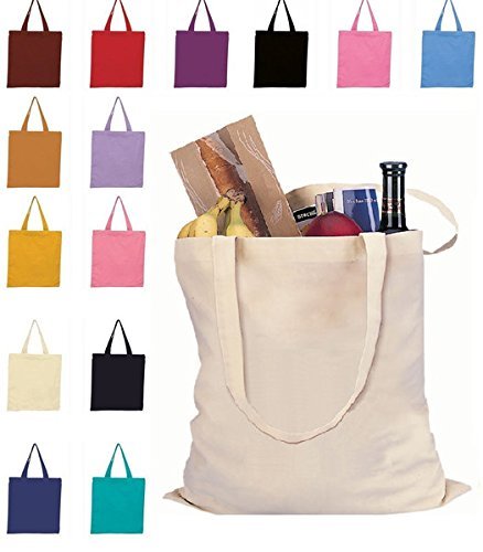 12 Pack 100% Cotton Reusable Tote Bags - Bulk Wholesale Eco-Friendly Shopping Bags for Groceries, Beach & Everyday Use