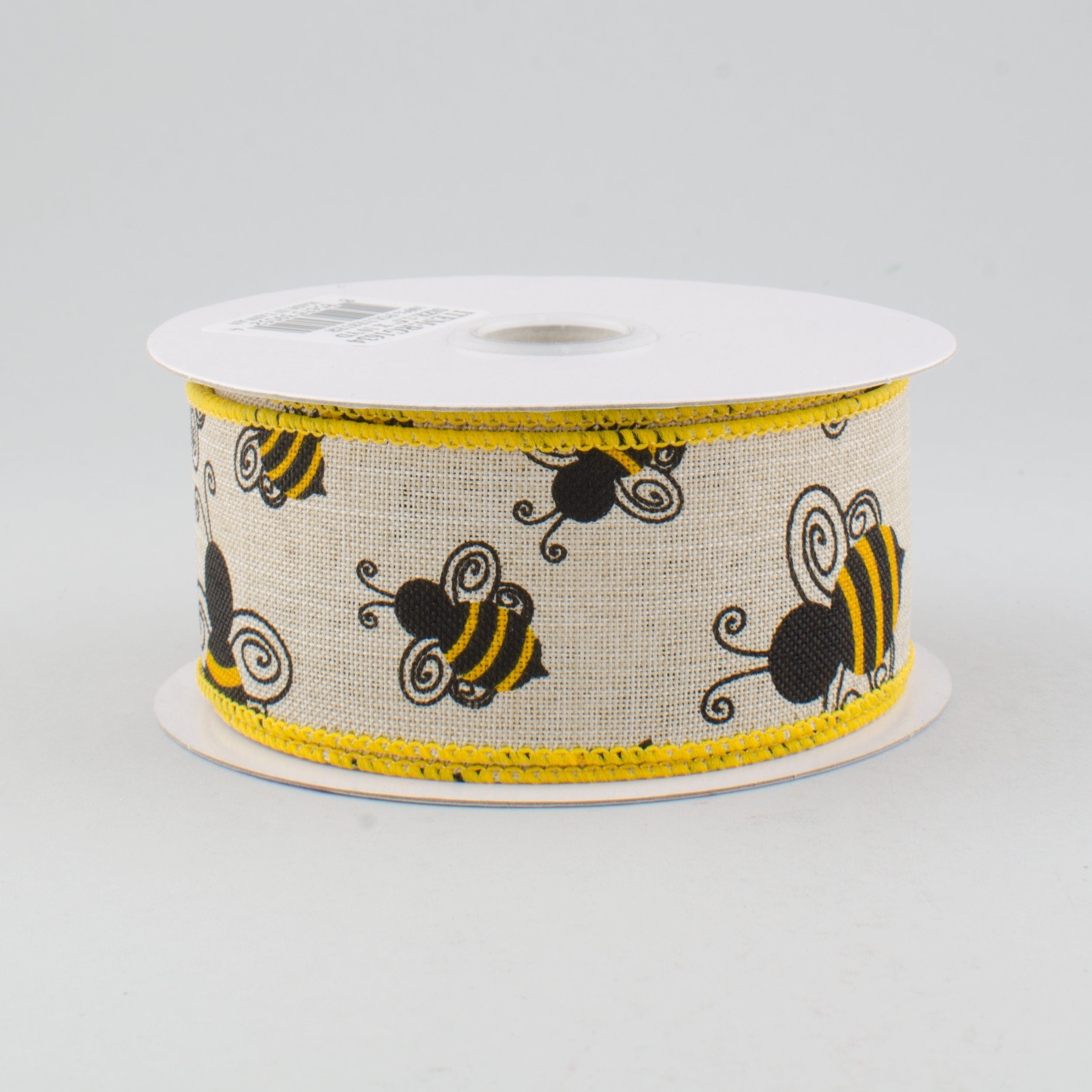 1.5 Inch Faux Burlap Bumble Bee Ribbon - 10 Yards Bulk Roll for DIY Crafts, Gift Wrapping, Wedding Decorations and Party Favors