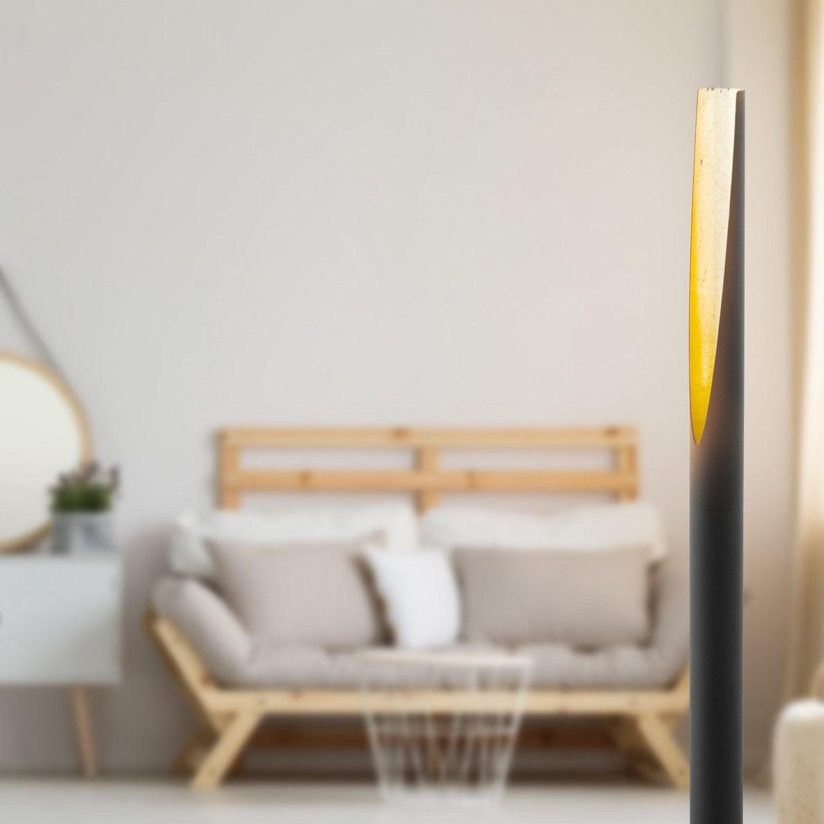 Eglo Barbotto Modern Black & Gold Linear Floor Lamp - Stylish Lighting for Living Room, Bedroom, or Office Decor