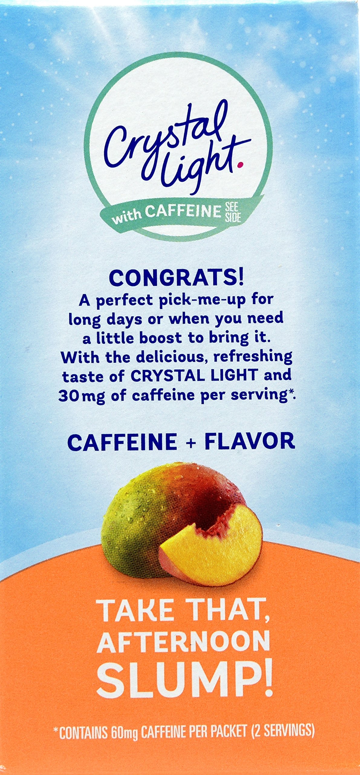 Crystal Light On The Go Peach Mango Caffeine Drink Mix - 10 Packets per Box (Pack of 30) | Refreshing Energy Boost for Workouts, Travel & Office Hydration