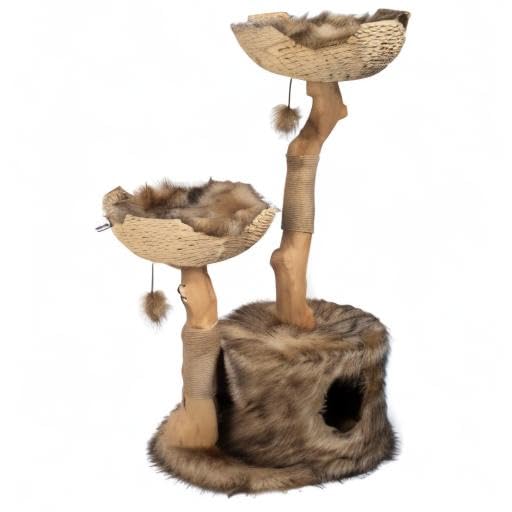 Premium MAU Modern Cat Tree Tower for Large Cats - Natural Wood Cat Climbing Structure with Scratching Posts & Condo - Perfect Gift for Cat Lovers - Ideal for Indoor Play & Relaxation Spaces