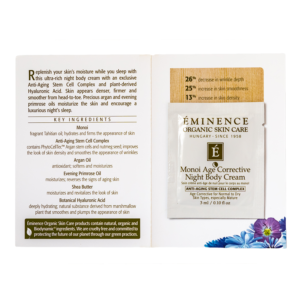 Eminence Organics Monoi Age Corrective Night Body Cream for Dry Skin - Anti-Aging Moisturizer with Coconut & Tiare Flower - Luxurious Nighttime Hydration for Smooth & Youthful Skin