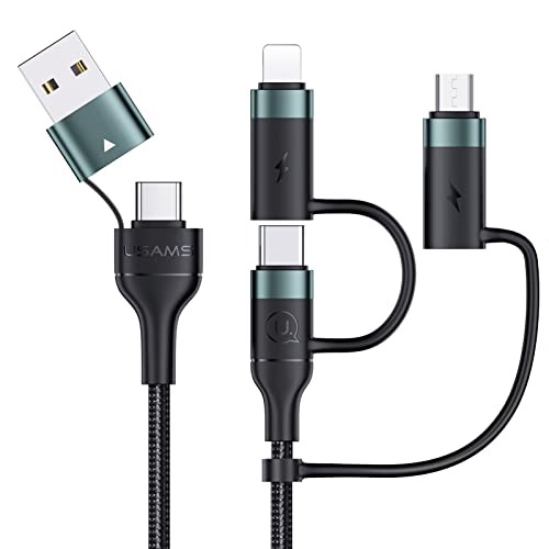 YOUSAMS 60W USB C Fast Charging Cable - 5-in-1 Nylon Braided Multi Charger (Type C/Micro/USB) for Laptop/Tablet/Phone - 3A Quick Sync & Charge - Perfect for Travel, Office & Home Use
