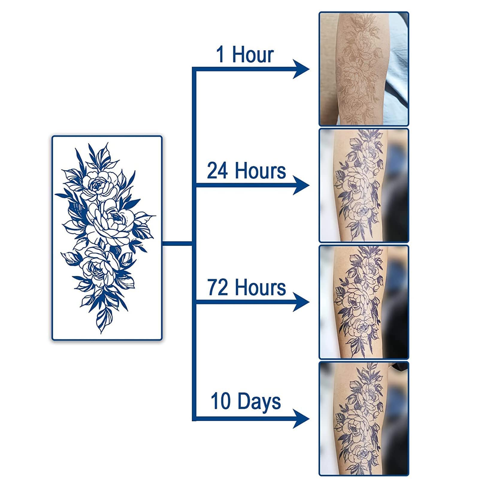 Realistic Semi Permanent Tattoos - 8 Sheets Waterproof Fake Tattoo Stickers Lasts 1-2 Weeks | Plant-Based Ink for Women & Men | Perfect for Christmas Gifts, Parties, and Temporary Body Art