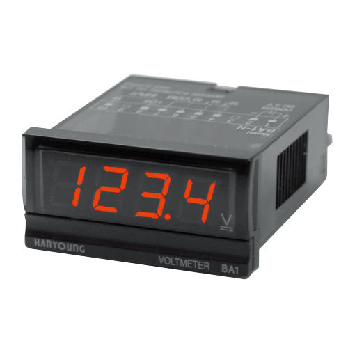BA1 ND10 4A Digital DC Voltmeter 48x24mm - 12V/24V Auxiliary Power, 0-199V DC Input - Perfect for Solar Panels, Battery Monitoring, and Automotive Electrical Systems