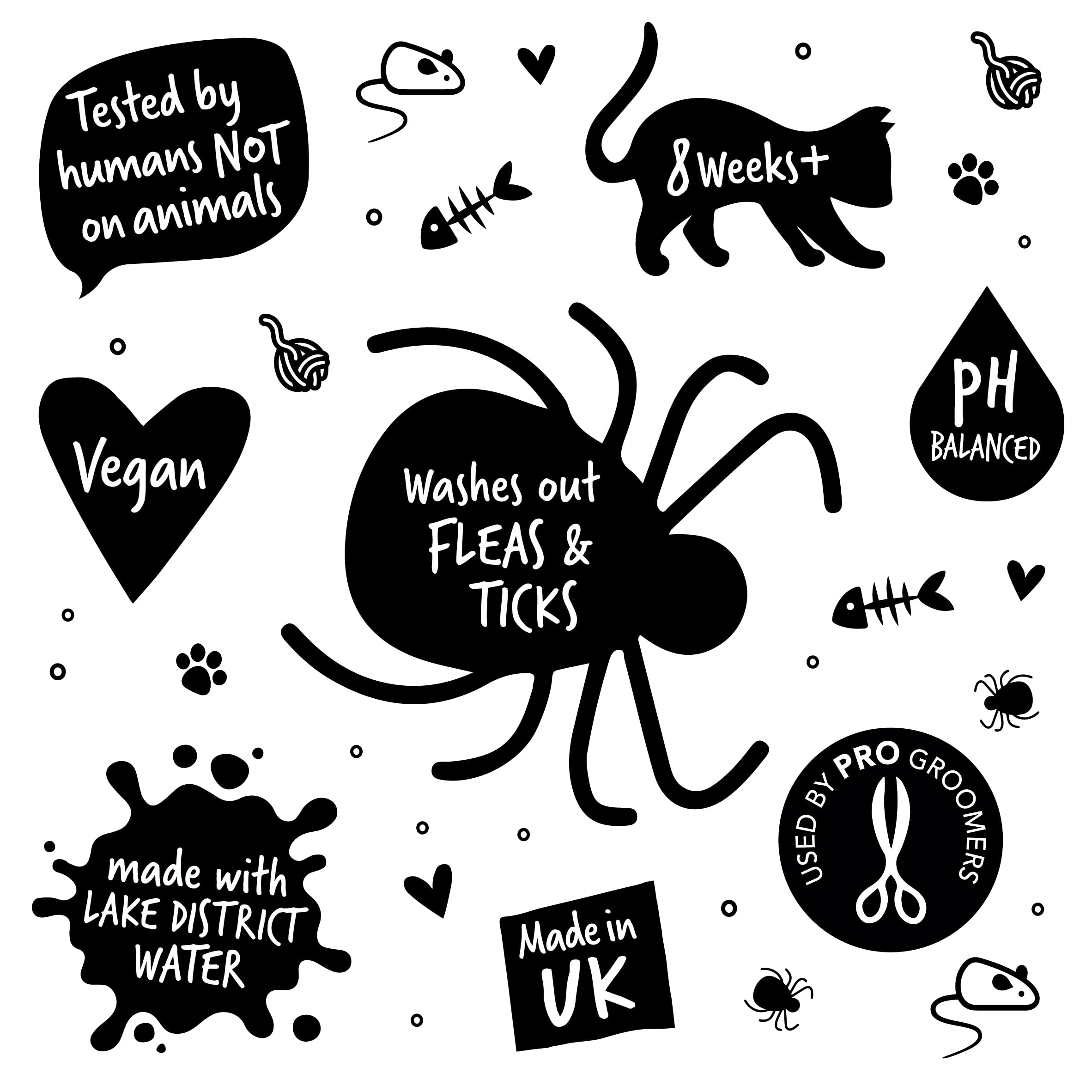 Bugalugs Flea & Tick Shampoo for Cats - 500ml Natural Neem Oil Formula | Deep Cleansing Cat Shampoo Kills Fleas, Ticks & Mites | pH Balanced Vegan Pet Care | Perfect for Bathing & Grooming Anxious Cats