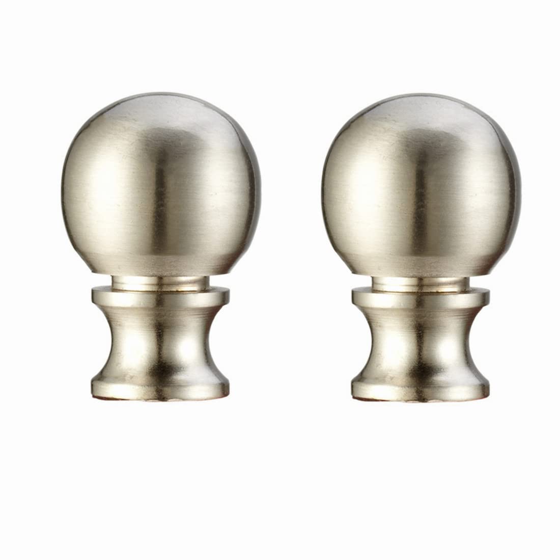 2 Pack Brushed Nickel Lamp Finials - Decorative Lamp Shade Knobs for Harp Holders, Perfect for Living Room, Bedroom & Office Lighting Decor