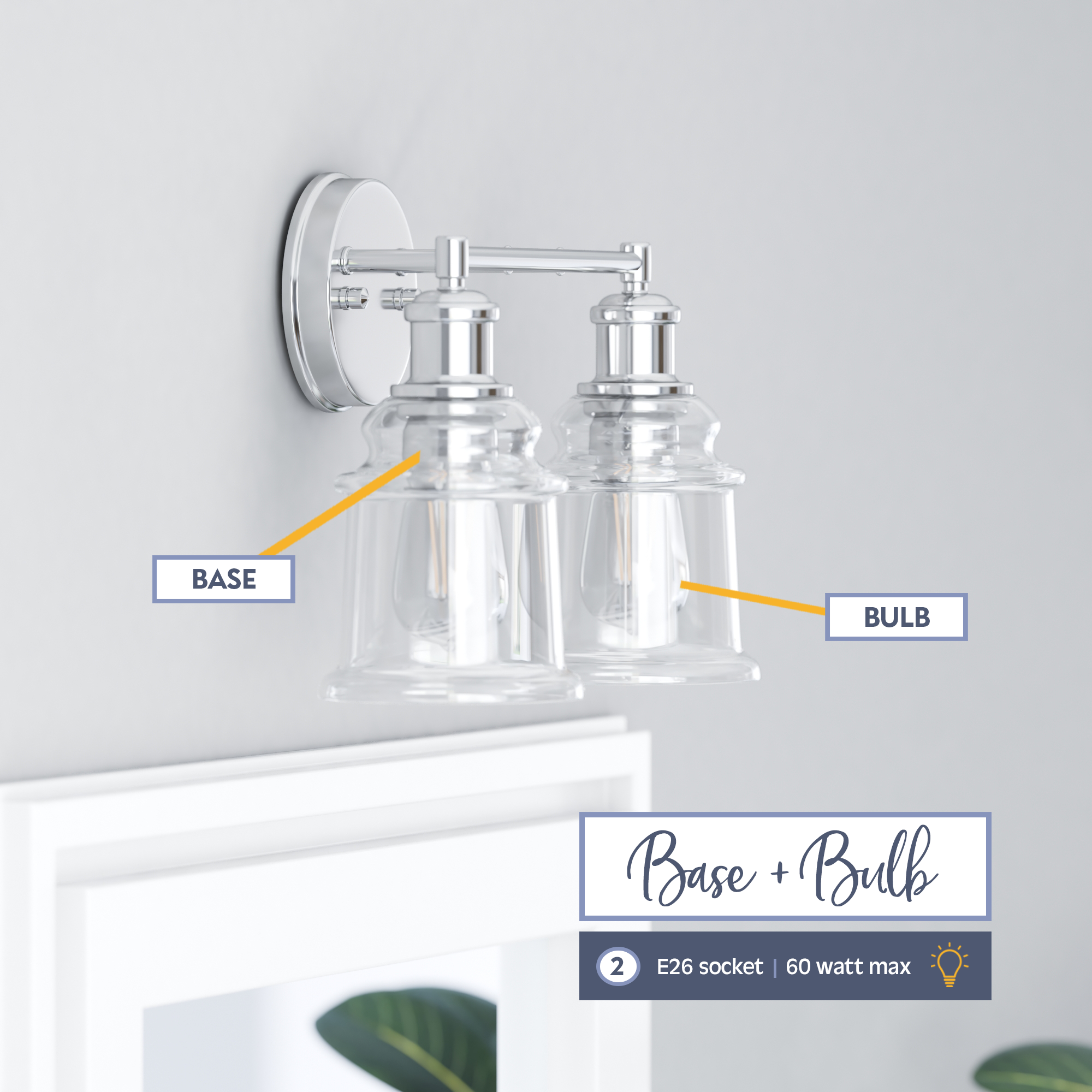 Eaton Ridge 2-Light Brushed Nickel Vanity Light - Modern Bathroom Lighting Fixture for Mirror, Dresser, and Makeup Area
