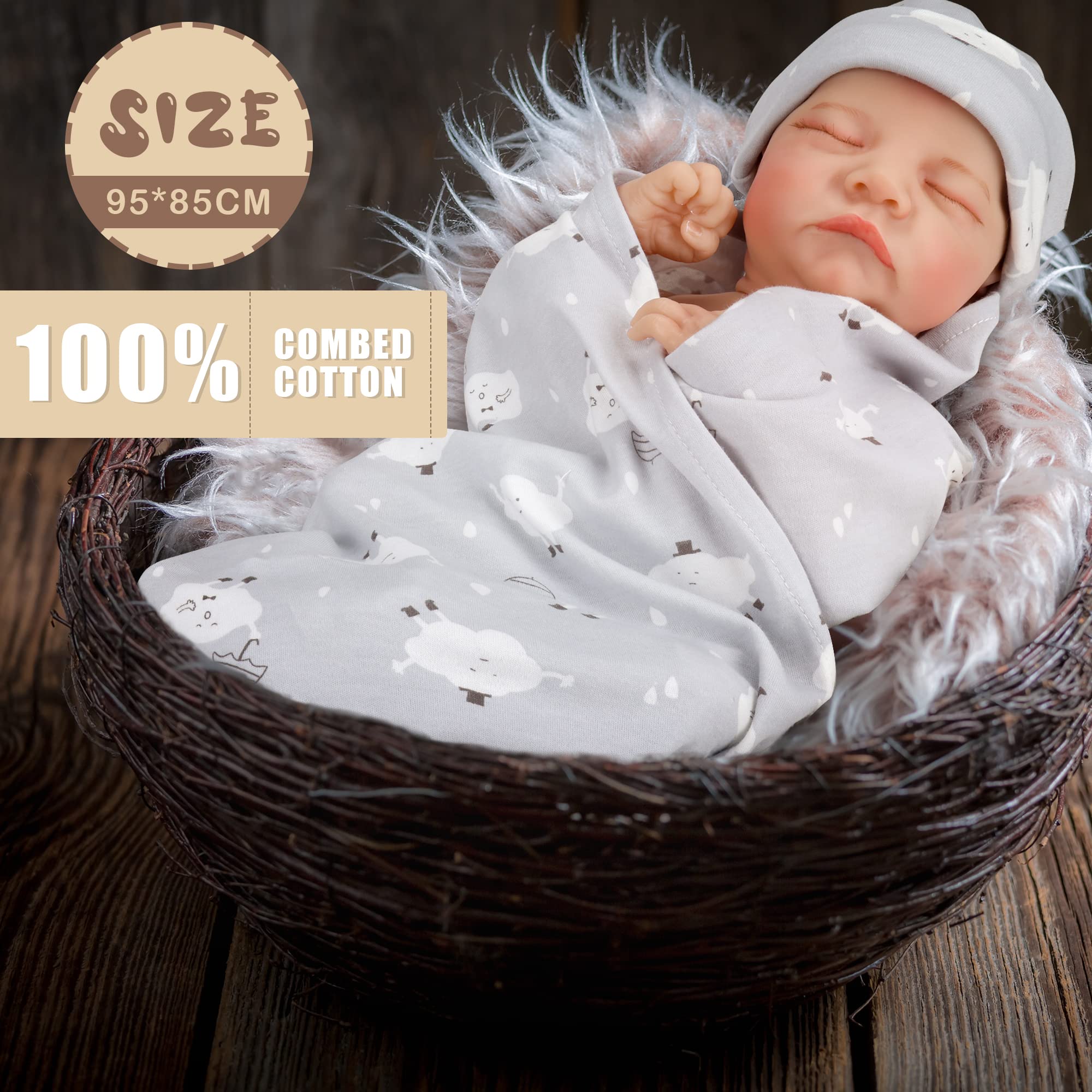 EAQ Newborn Baby Gift Set - Unisex Essentials for Boys & Girls with Swaddle, Hat, Socks & Soft Rabbit Toy | Perfect Baby Shower, Easter & Welcome Gifts for New Parents