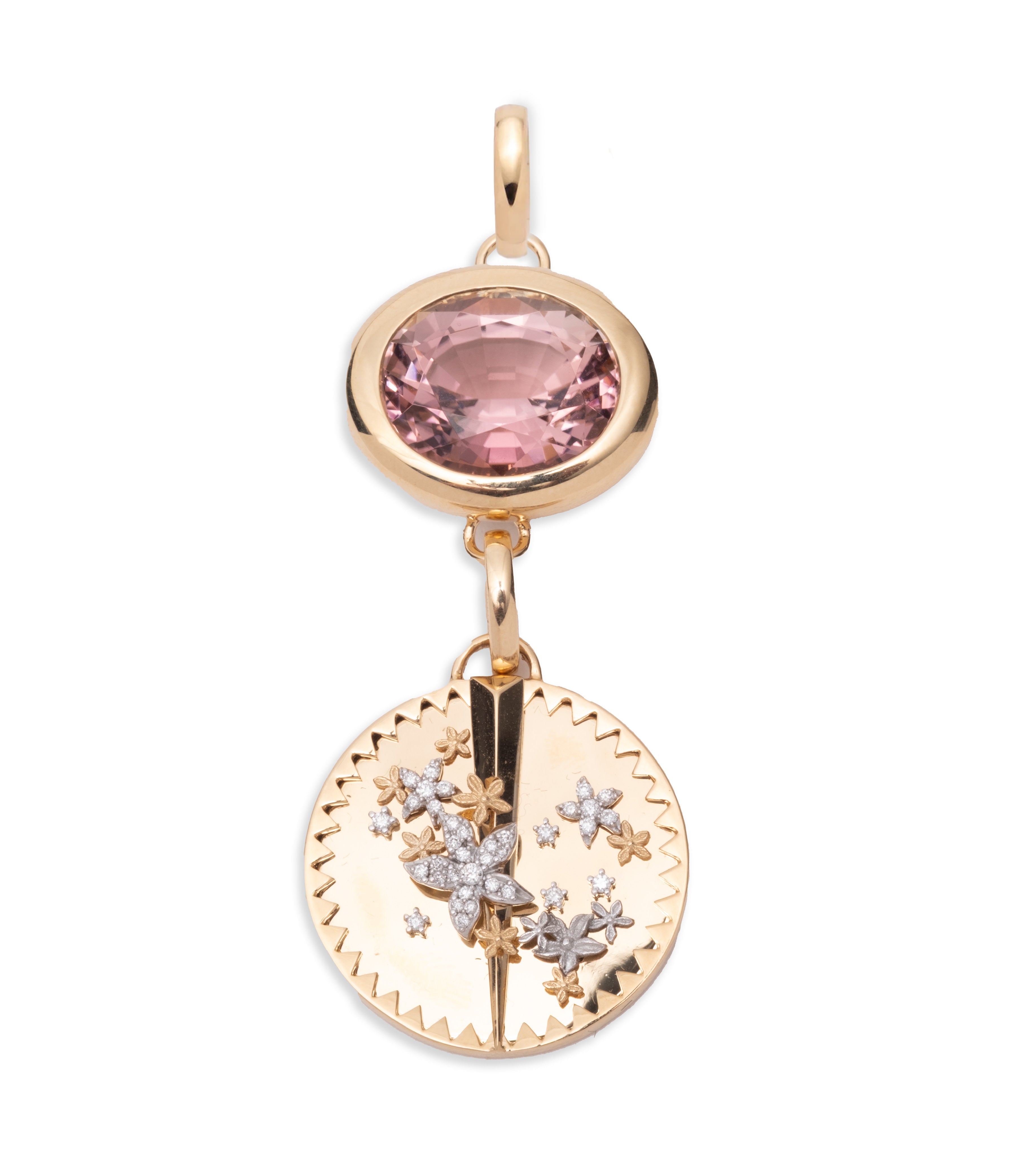 11.23ct Oval Cut Unique Bi-Color Tourmaline Gemstone Pendant Necklace in 14K Yellow Gold with Annex Link Chain - Perfect for Anniversary Gifts, Valentine's Day & Special Occasions