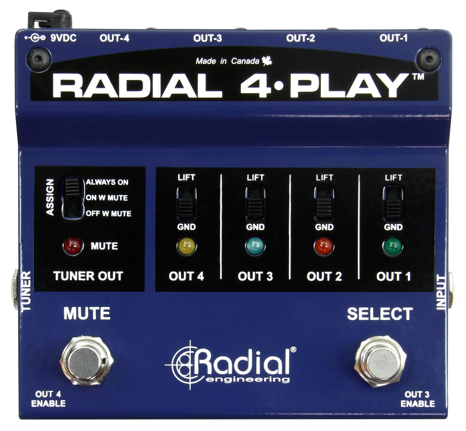 Radial 4-Play 4-Channel Passive Direct Box - Professional Audio Splitter for Live Sound, Recording Studio & Stage Performances | Perfect for Guitar, Bass, Keyboard & Electronic Instruments