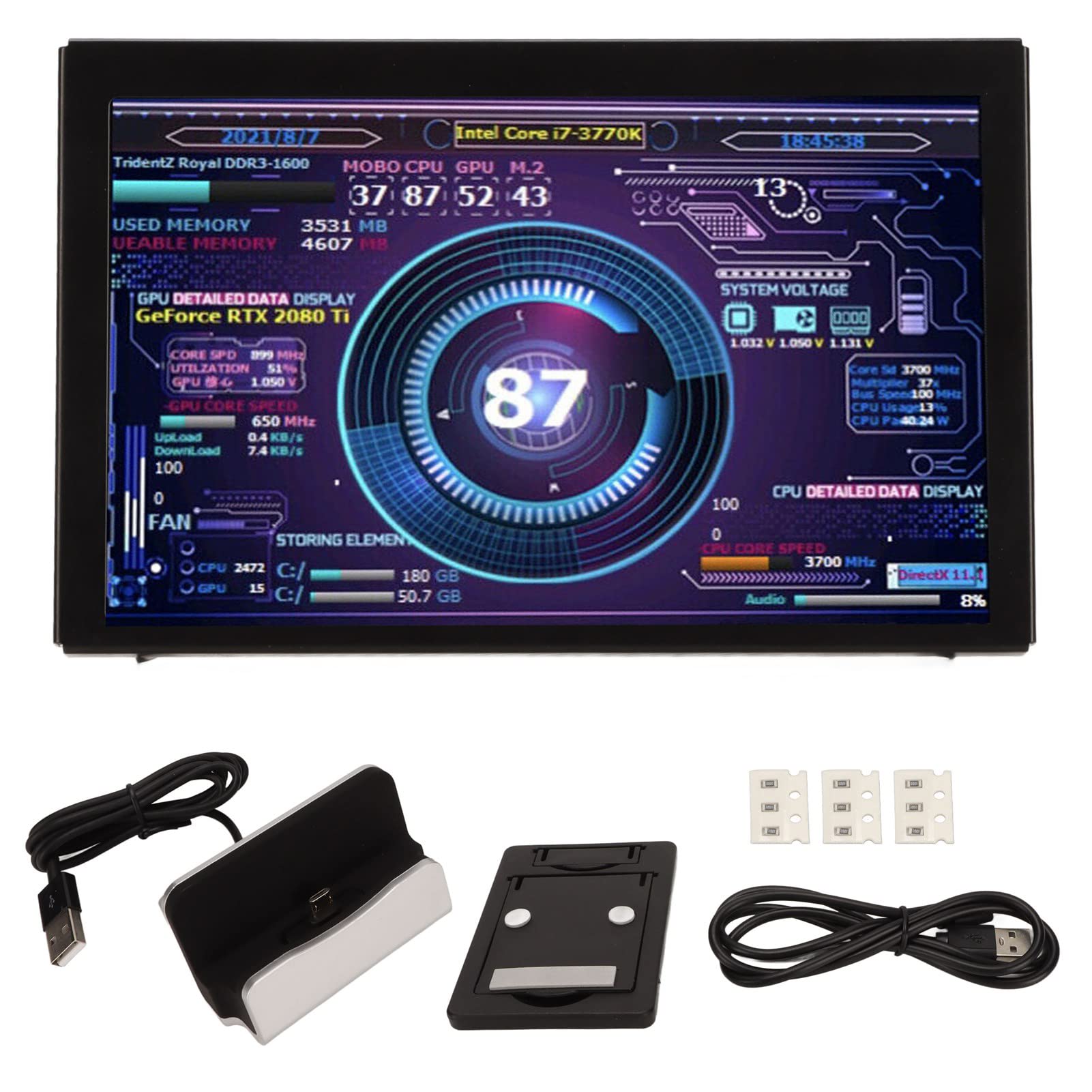 5in PC Temperature Monitor - IPS USB Mini Display for CPU, RAM, HDD Data Tracking | ARGB Computer Case Sensor Panel | Real-time System Performance Screen for Gaming Rigs & Workstations