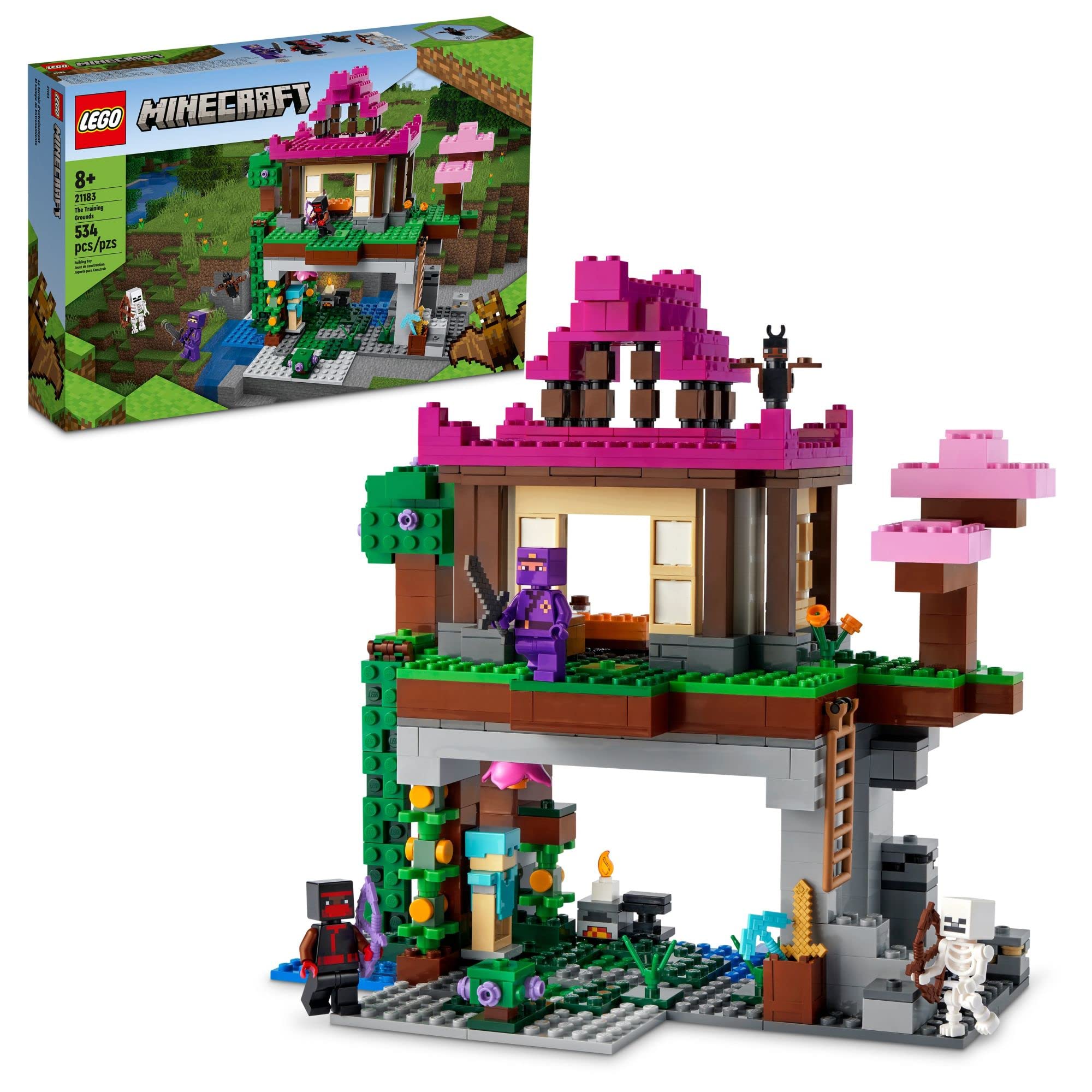 LEGO Minecraft The Training Grounds Building Set 21183 - Creative Toy for Kids Ages 8+ with House, Cave, Trapdoor & Ninja, Rogue, Bat Figures - Perfect for Minecraft Fans, Birthday Gifts & STEM Learning Activities