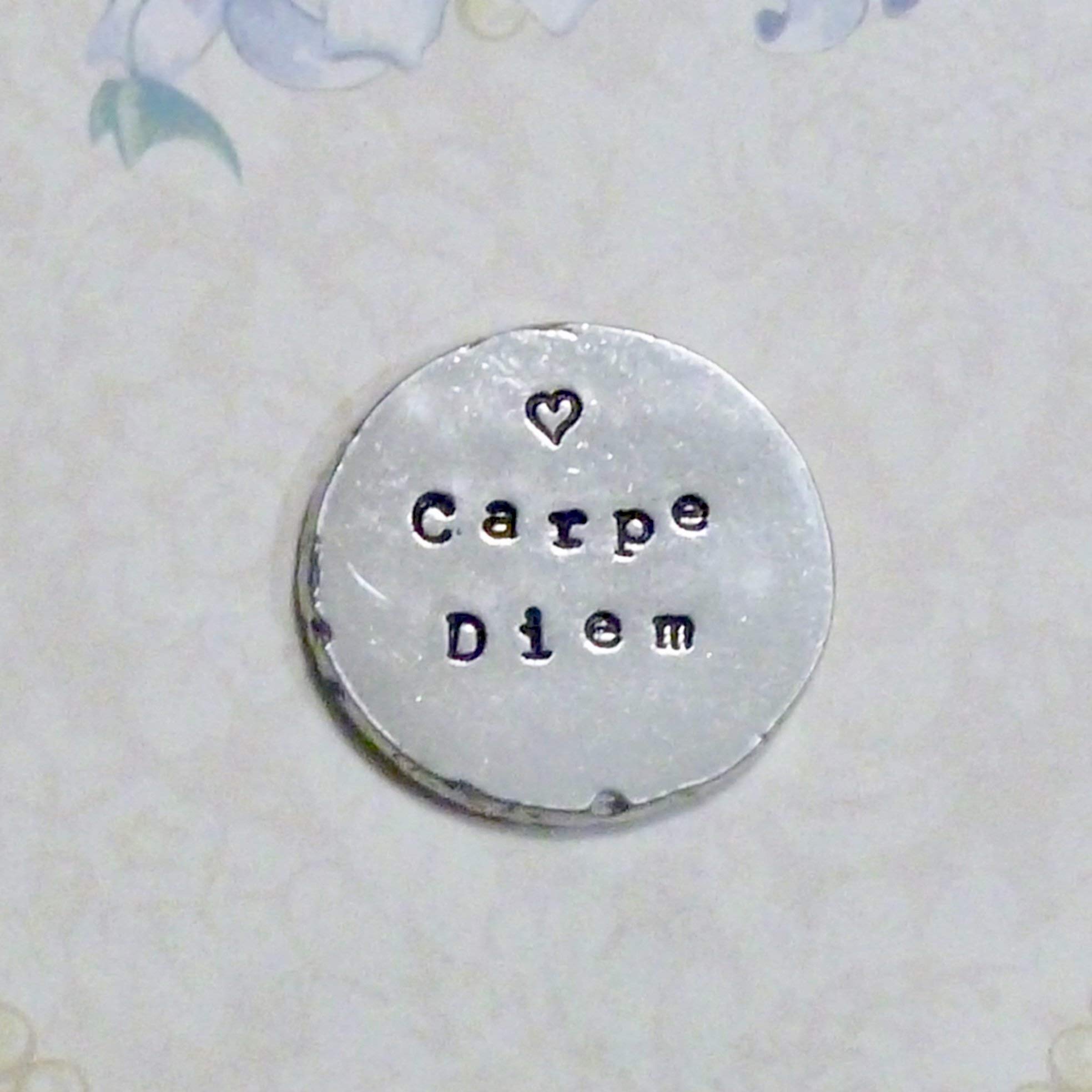 Carpe Diem Hand Stamped Pewter Pocket Coin - Inspirational Gift for Graduation, Birthday & Travel - Perfect Keepsake for Motivation & Good Luck