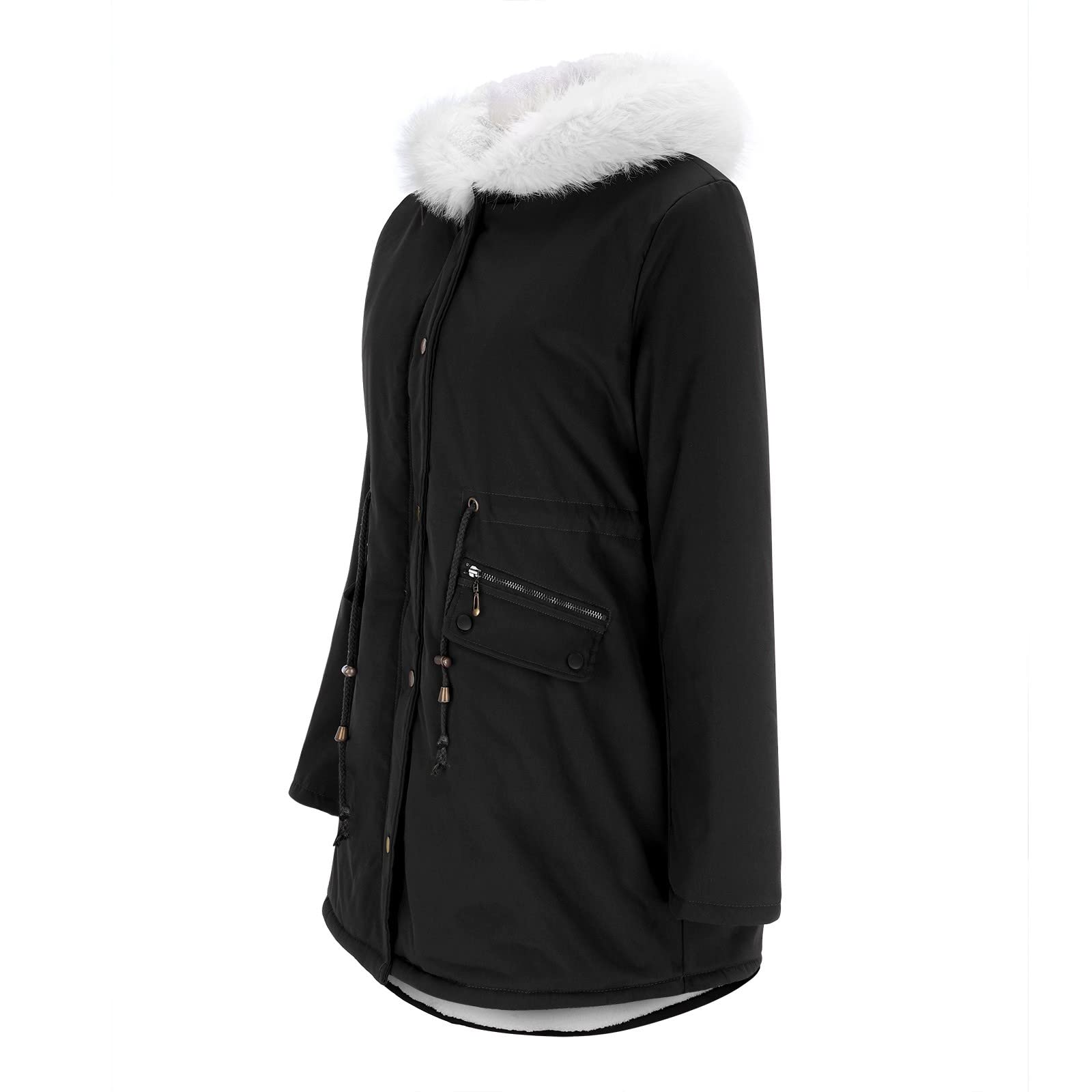 Women's Plus Size Winter Coat - Thick Fleece Lined Snow Jacket for Cold Weather, Warm Overcoat with Trendy Design in Black | Perfect for Snow Days, Commuting & Outdoor Activities