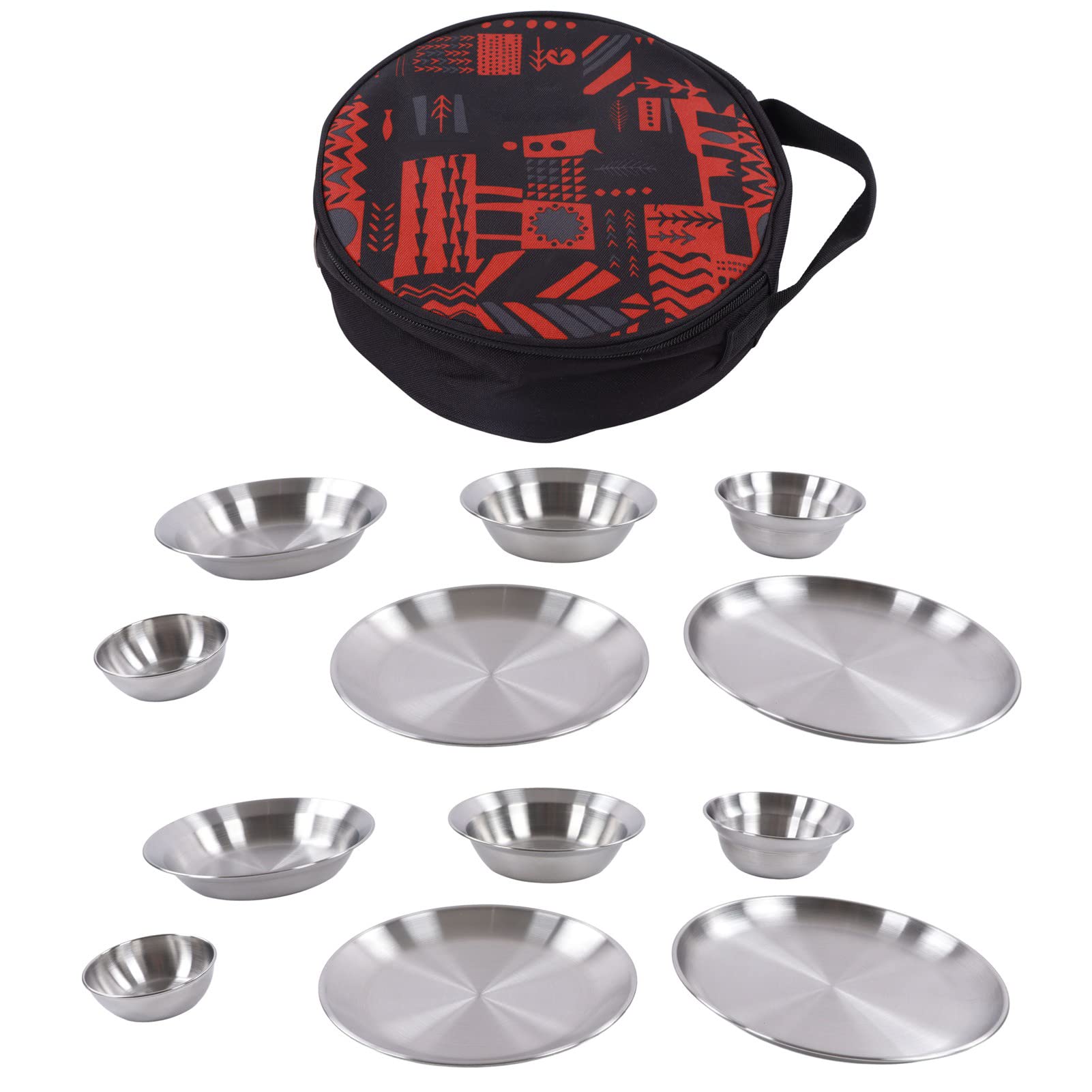 Premium 12-Piece Stainless Steel Camping Dinnerware Set - Plates, Bowls & Cutlery with Storage Bag for Outdoor Hiking, Picnics & RV Travel | Durable, Lightweight & Eco-Friendly Tableware for Campers & Adventurers