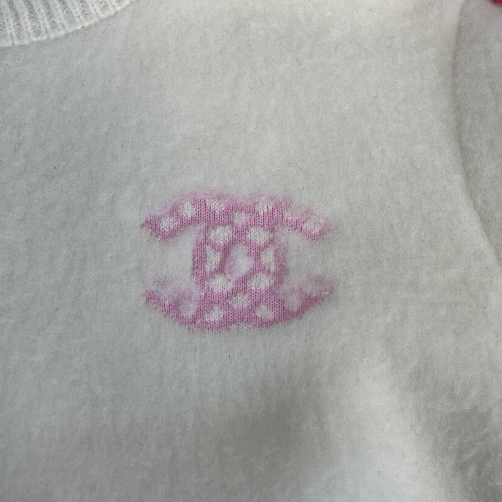 Chanel 21 22FW Varsity Sweater Jacket in Ivory Pink with CC Logo & Racer Trim - Size US 2 (34) | Women's Luxury Knitwear for Fall Winter Fashion, Casual Outfits & Streetwear Style