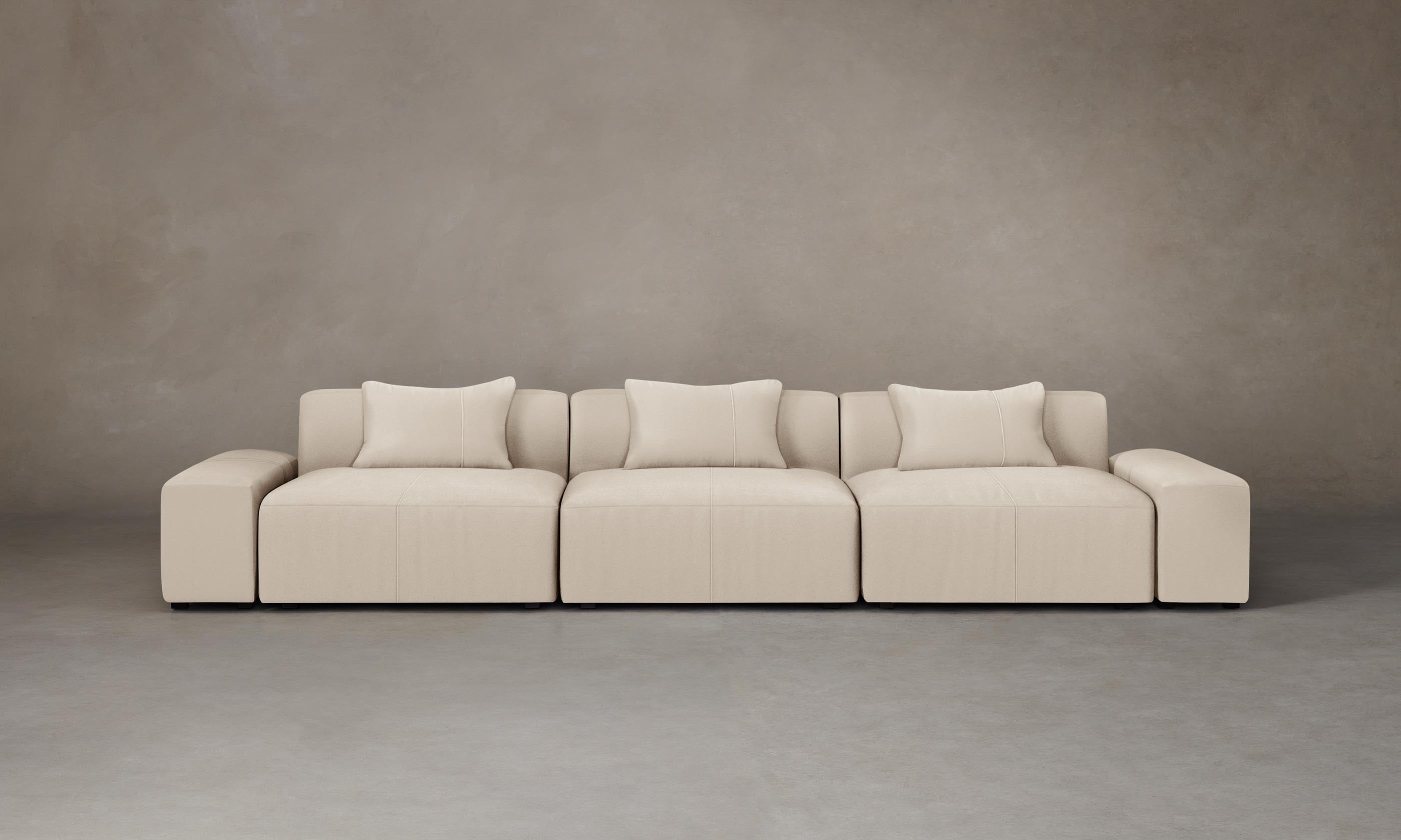 Premium Pebbled Leather Modular Sofa - The Breuer Stone | Modern Living Room Furniture for Home & Office Comfort