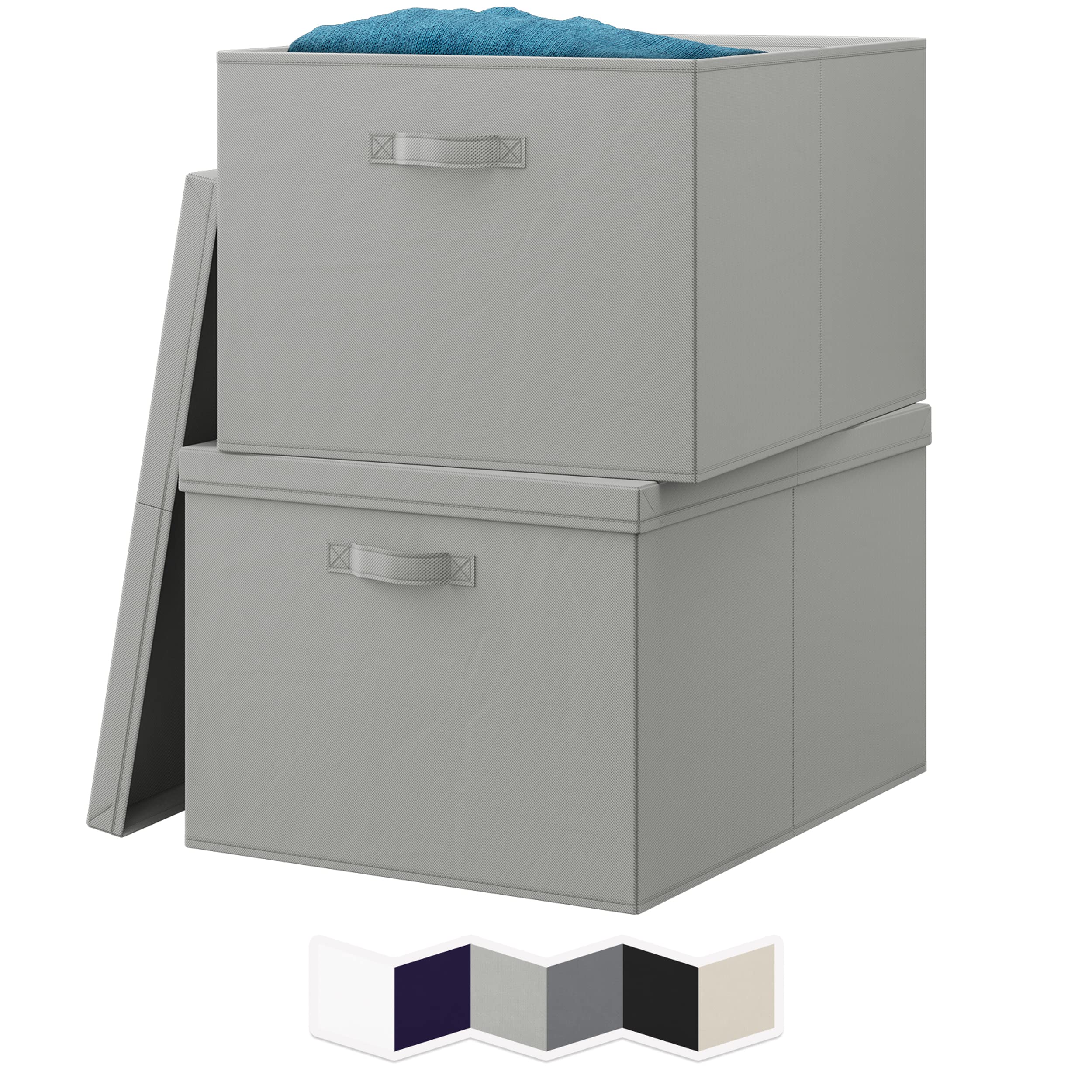 Extra Large Storage Bins with Lids (Set of 2) - 84 QT Heavy Duty Fabric Storage Containers with Removable Lids & Dual Handles - Perfect for Organizing Toys, Clothes, Blankets, Photos & Home Decor - Light Grey Storage Solution for Bedroom, Closet, Nursery & Garage