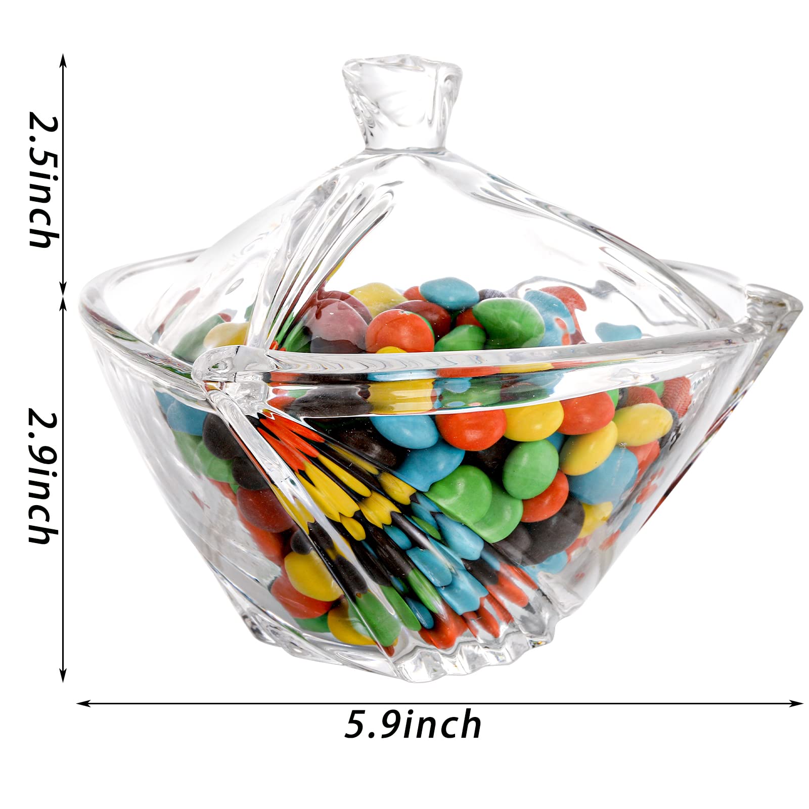 SOUJOY 2-Pack Glass Candy Dish with Lid - Clear Covered Candy Bowl & Retro European Style Jar for Home, Kitchen, Office - Perfect for Halloween Treats, Party Snacks & Table Decor